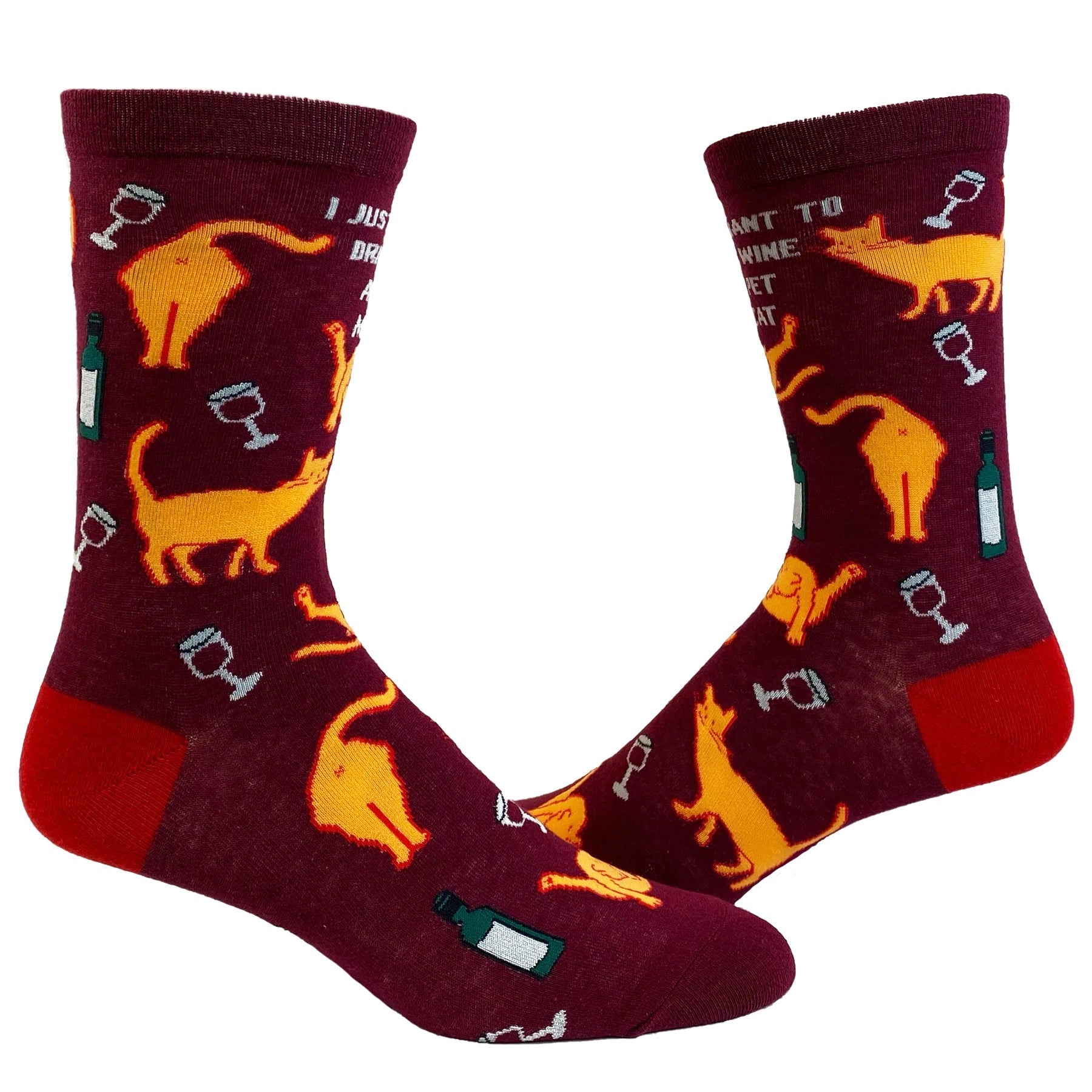 Womens I Just Want To Drink Wine And Pet My Cat Socks