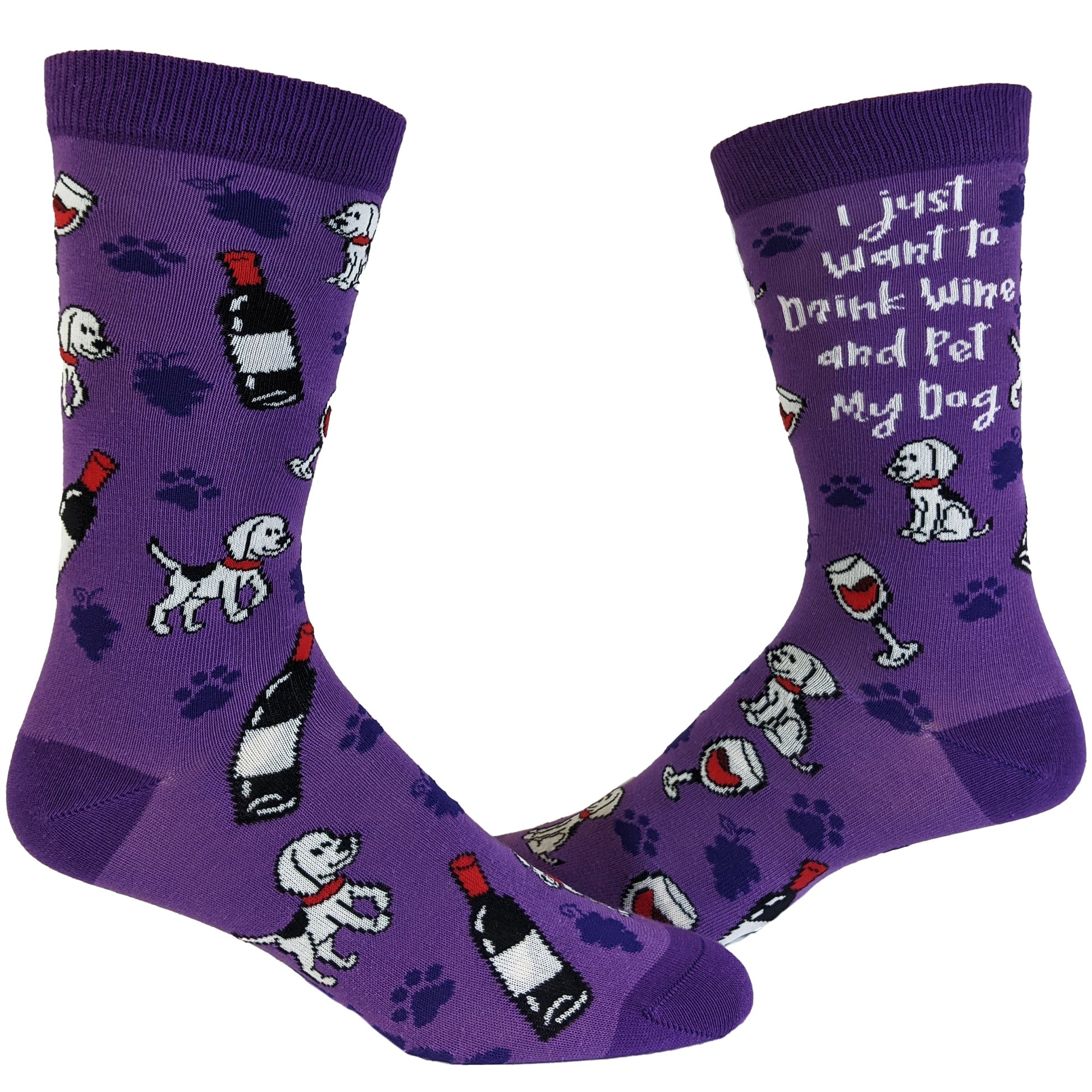 Womens Drink Wine And Pet My Dog Socks