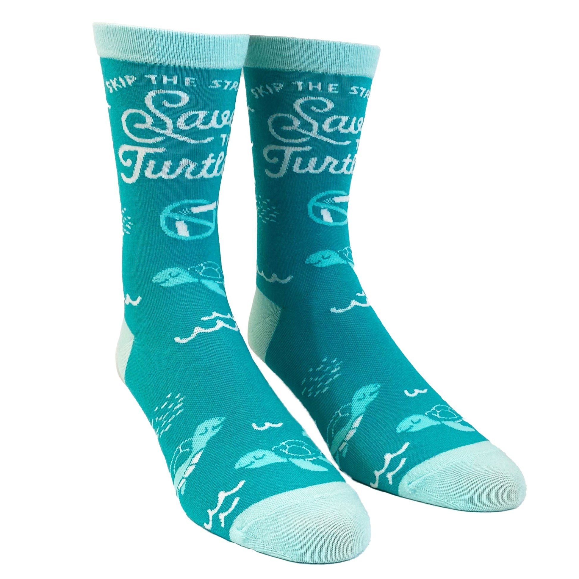 Womens Skip The Straw Save The Turtles Socks