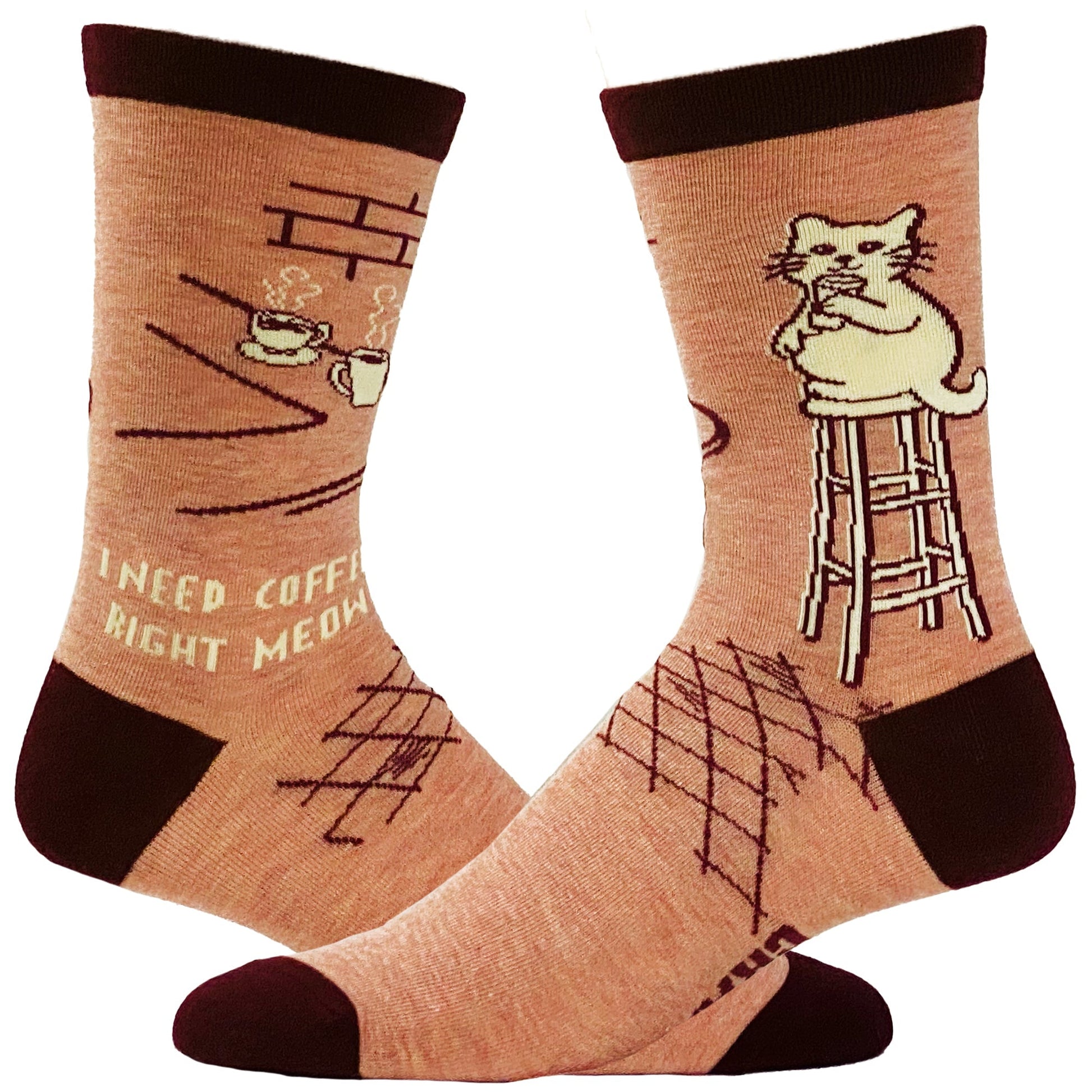 Women's I Need Coffee Right Meow Socks