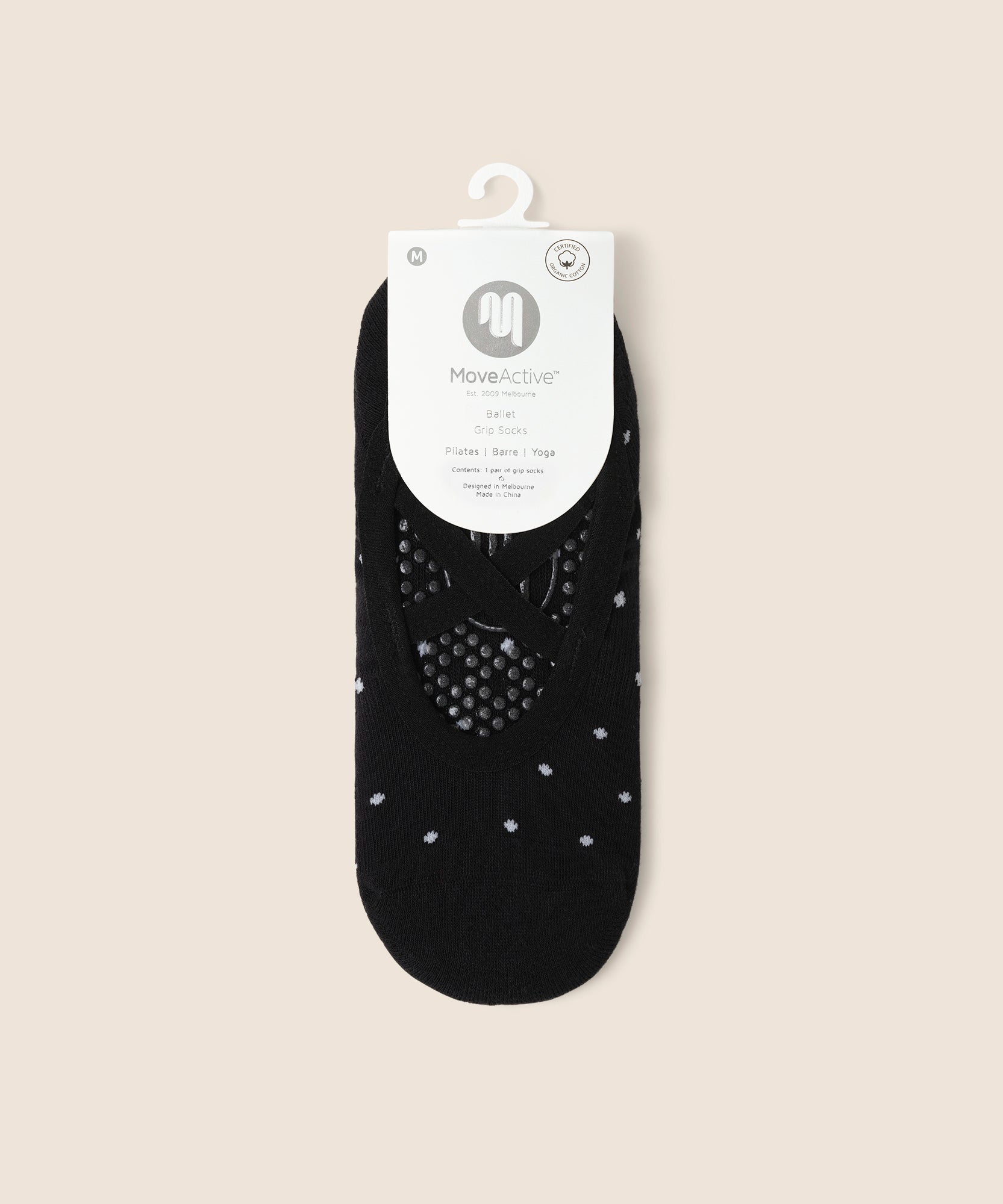 Ballet Non Slip Grip Socks - Black Polka