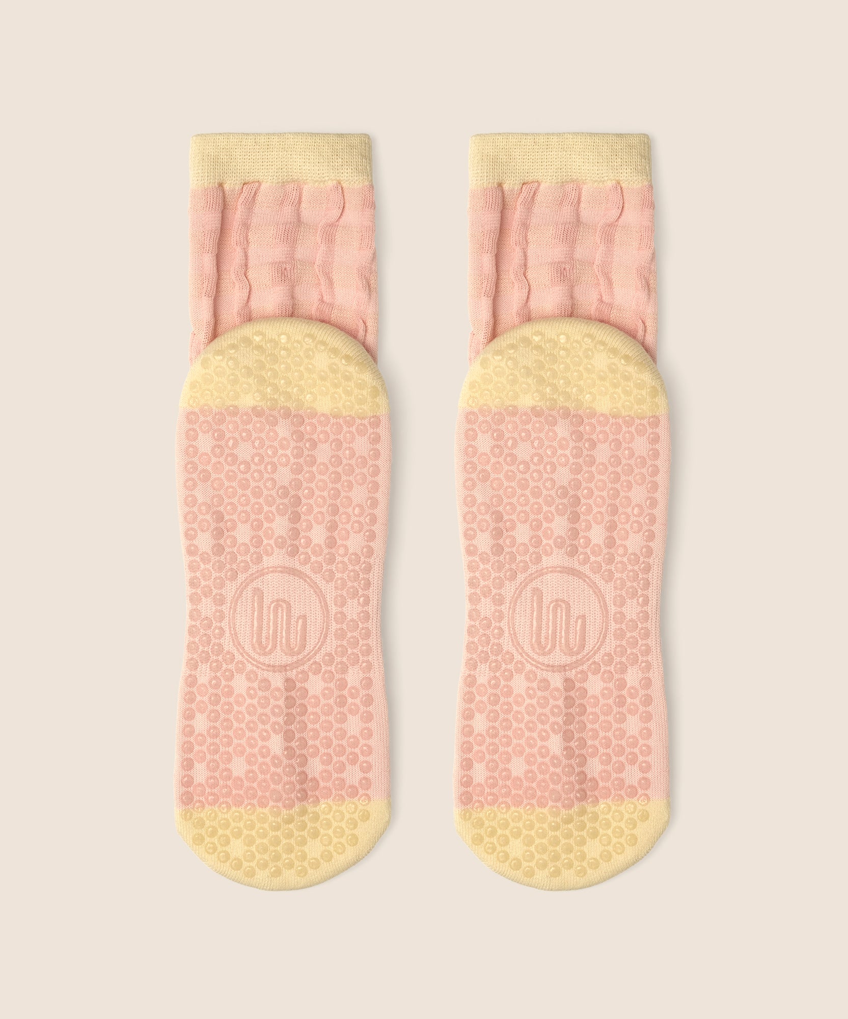 Crew Non Slip Grip Socks - Sugar Pink Gingham