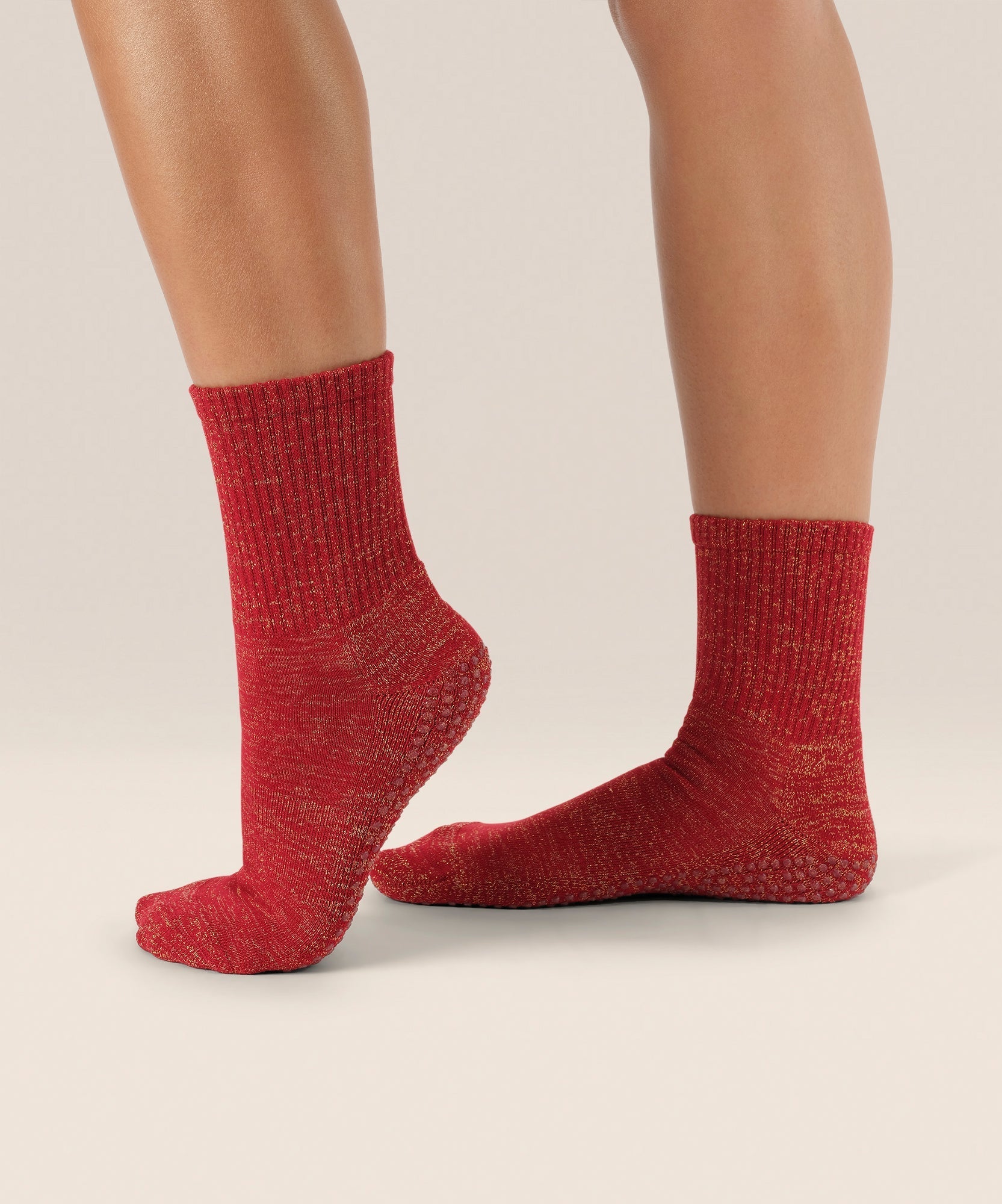 Crew Non Slip Grip Socks - Tinsel Ruby