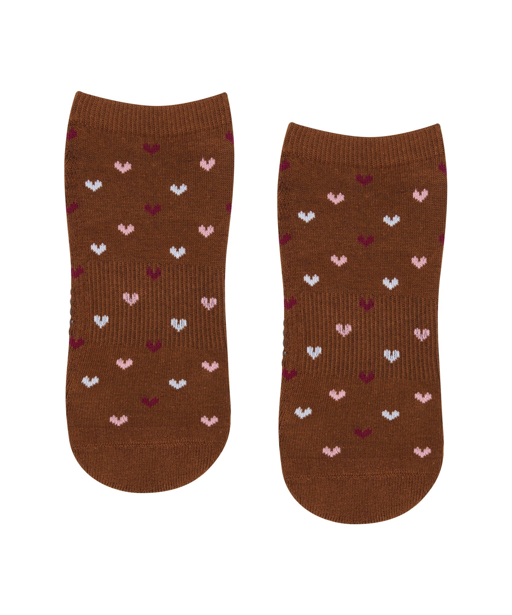 Classic Low Rise Grip Socks - Hearts Aflutter Brown