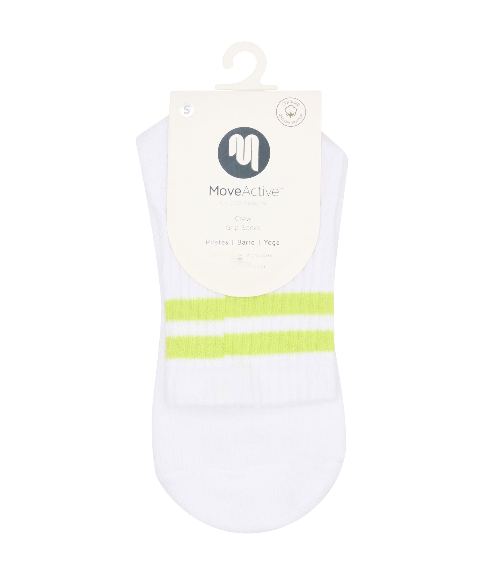 Crew Non Slip Grip Socks - Lime Stripe