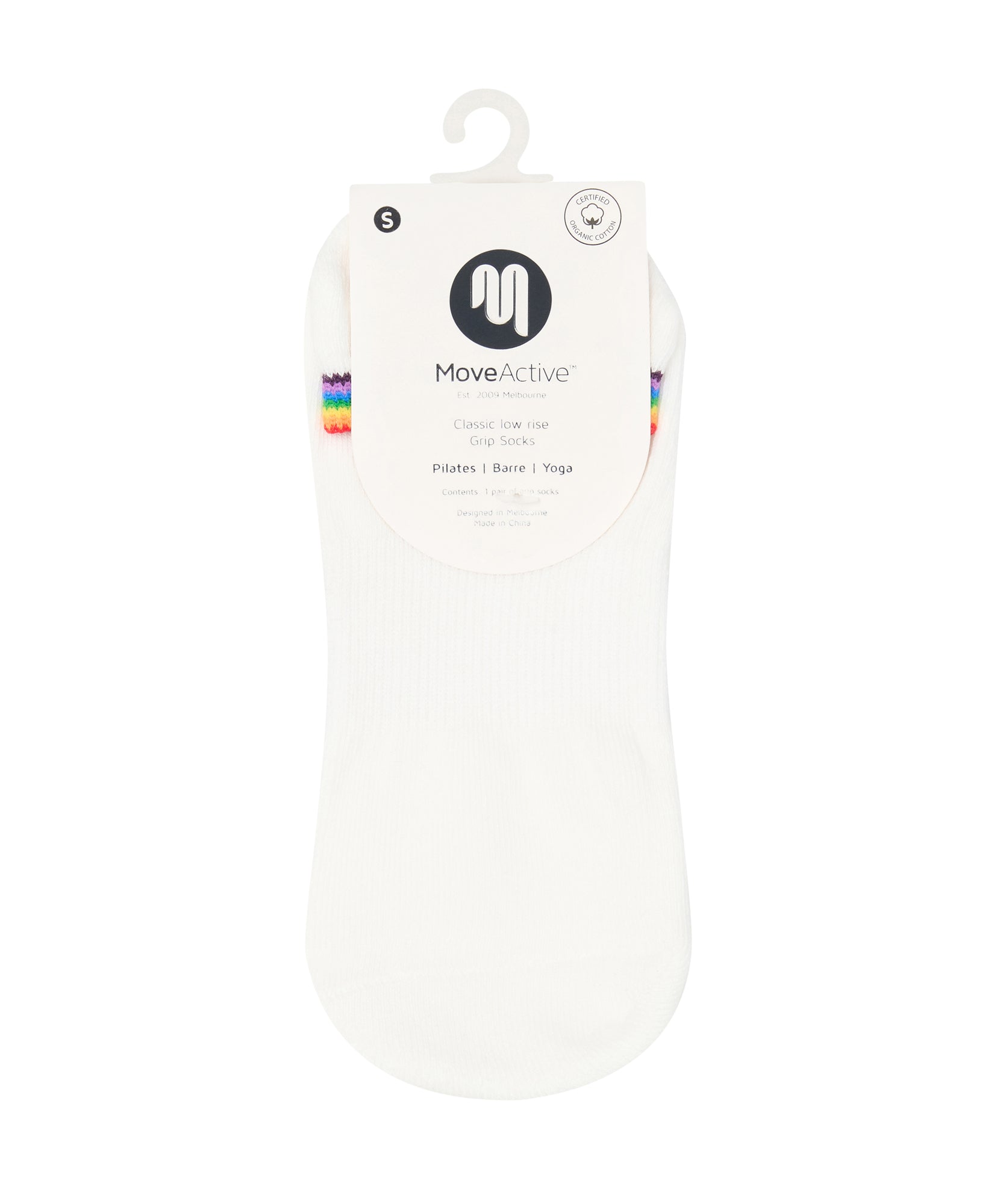 Classic Low Rise Grip Socks - Rainbow Ivory