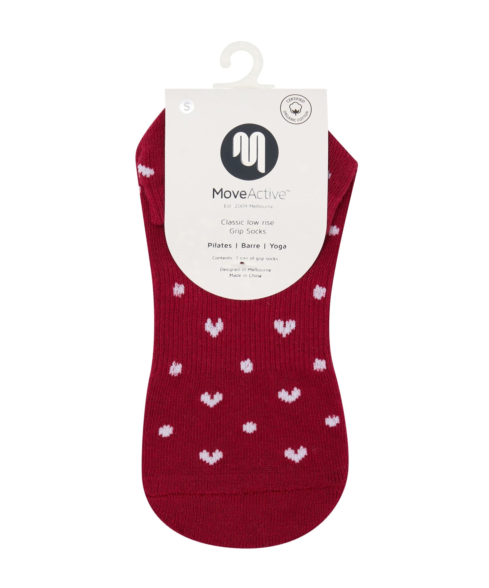 Classic Low Rise Grip Socks - Speckled Ruby