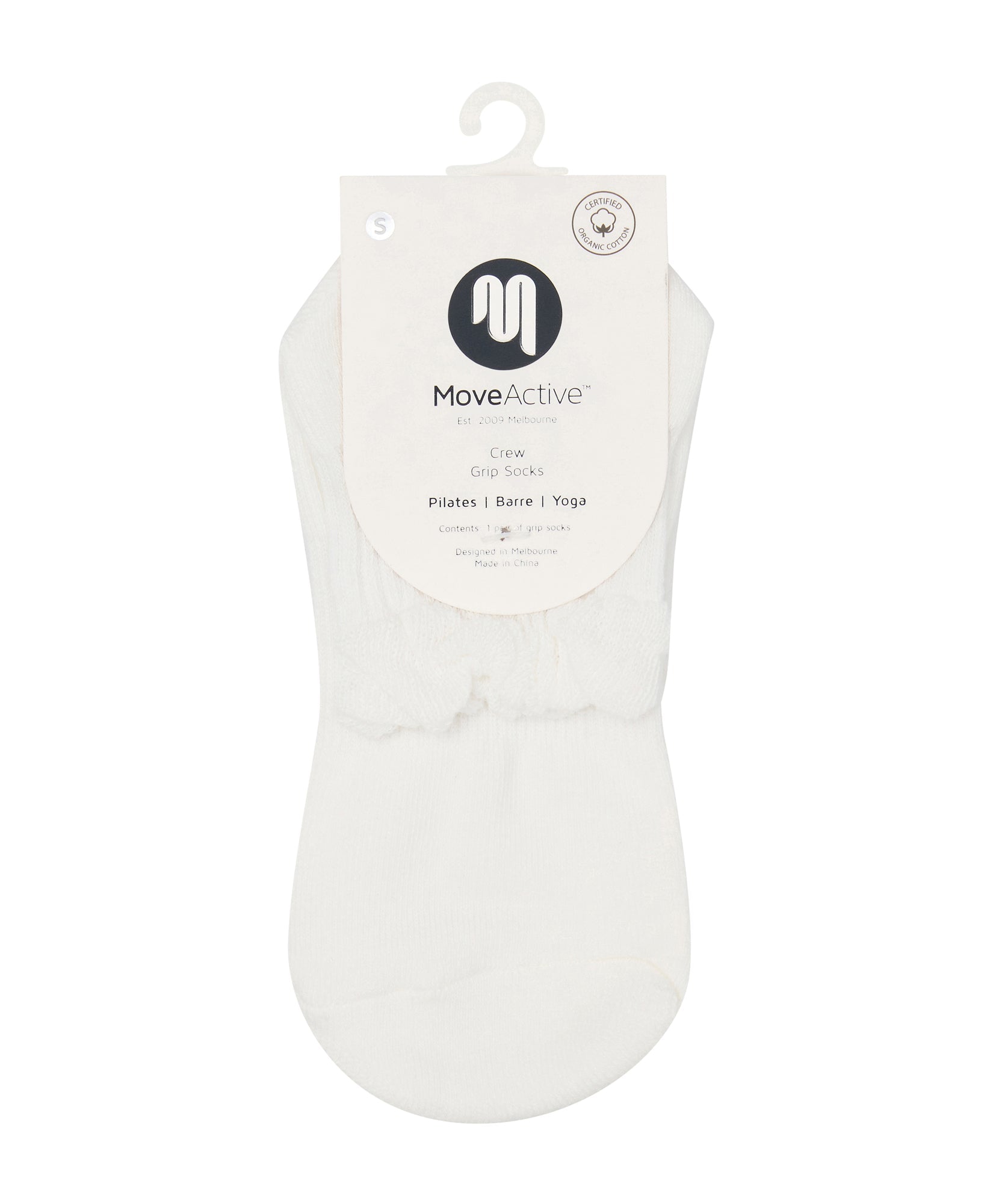 Quarter Crew Non Slip Grip Socks - Snow Ruffle