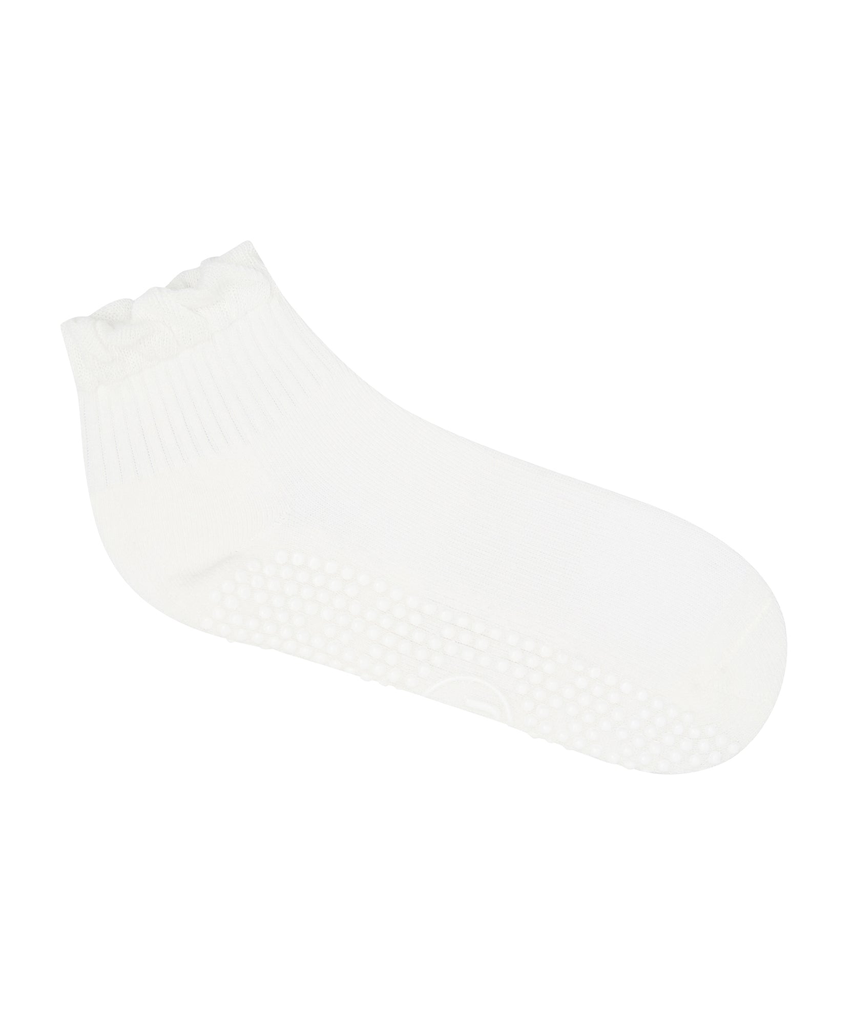 Quarter Crew Non Slip Grip Socks - Snow Ruffle