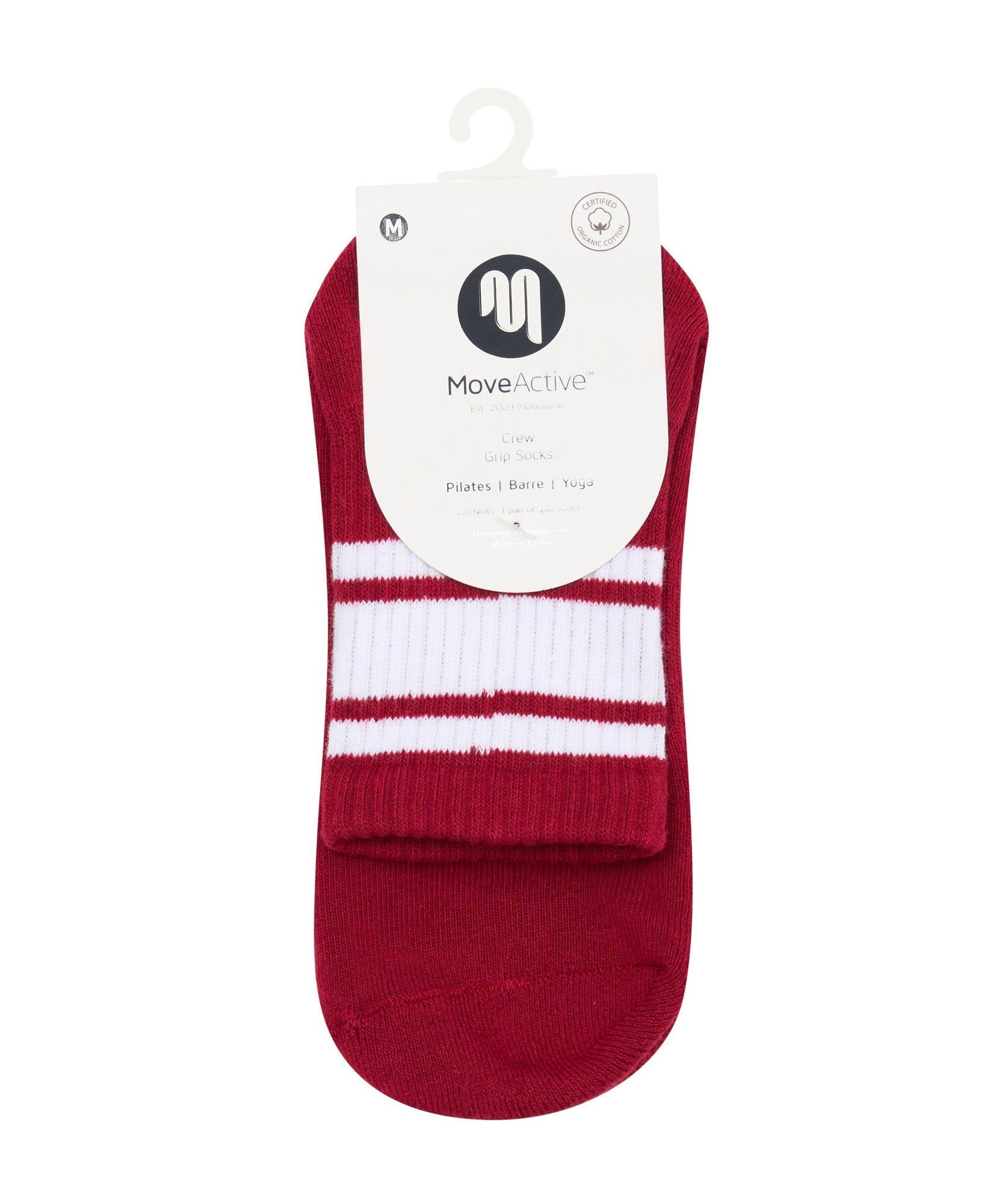 Crew Non Slip Grip Socks - Ruby Stripe