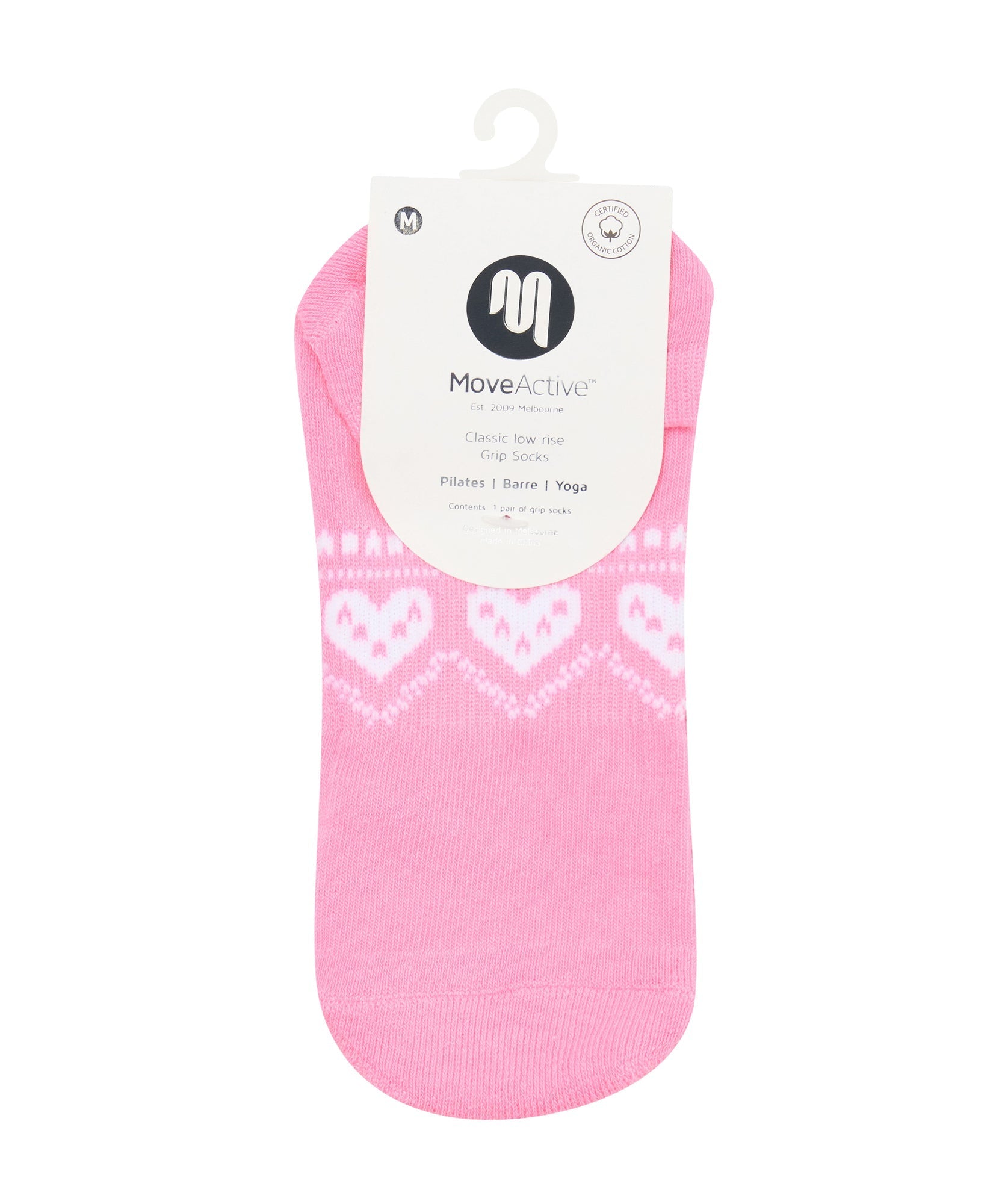 Classic Low Rise Grip Socks - Alpine Heart Rose