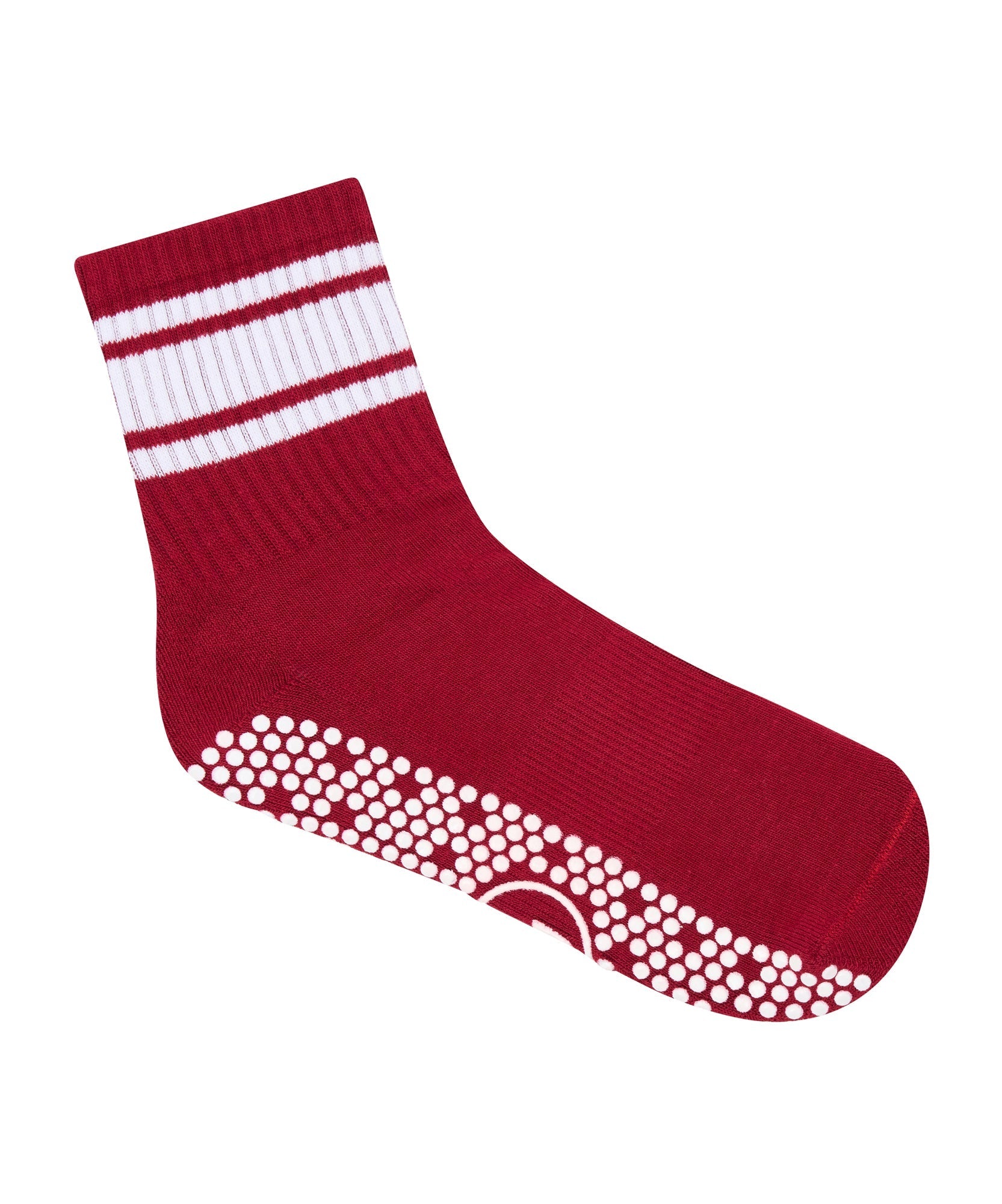 Crew Non Slip Grip Socks - Ruby Stripe