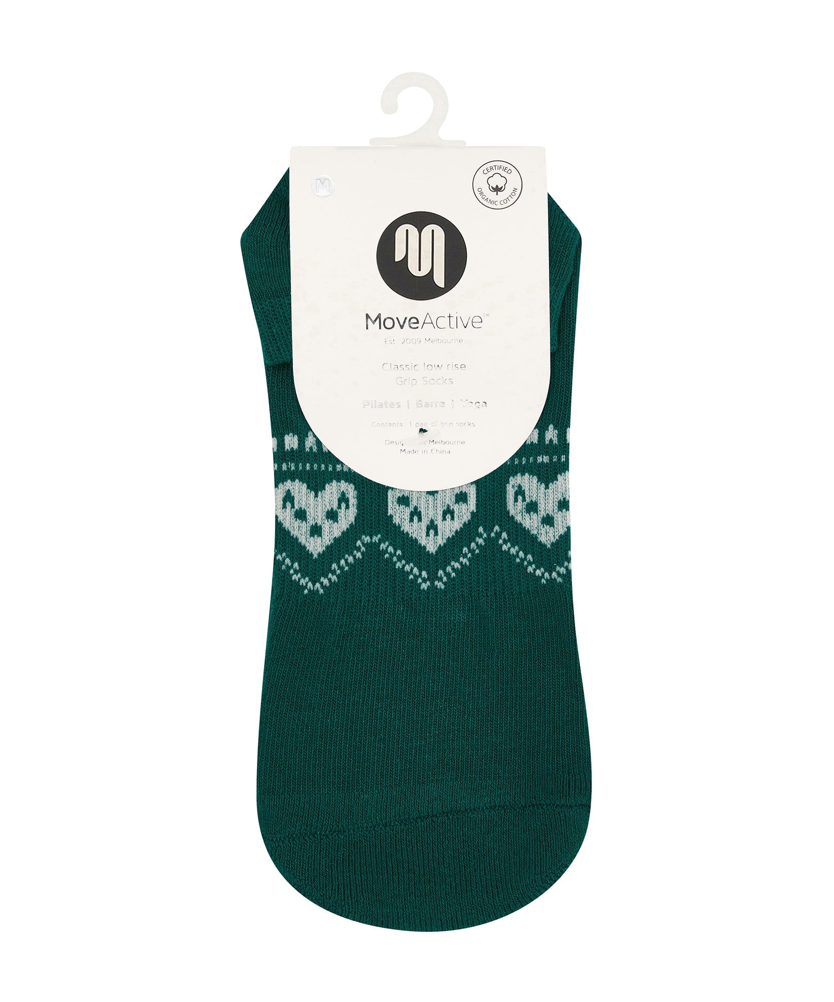 Classic Low Rise Grip Socks - Alpine Heart Emerald
