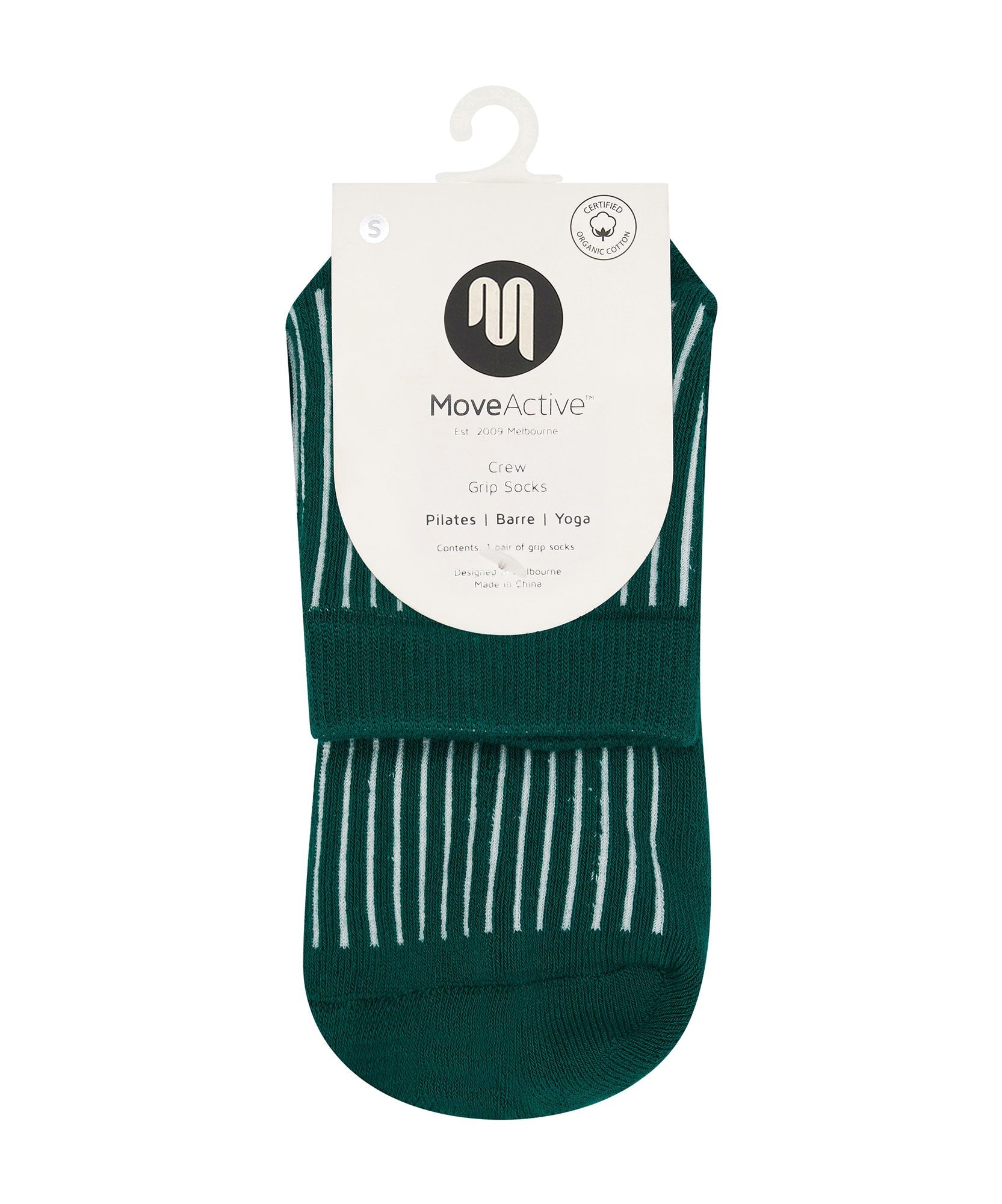Quarter Crew Non Slip Grip Socks - Ribbed Emerald