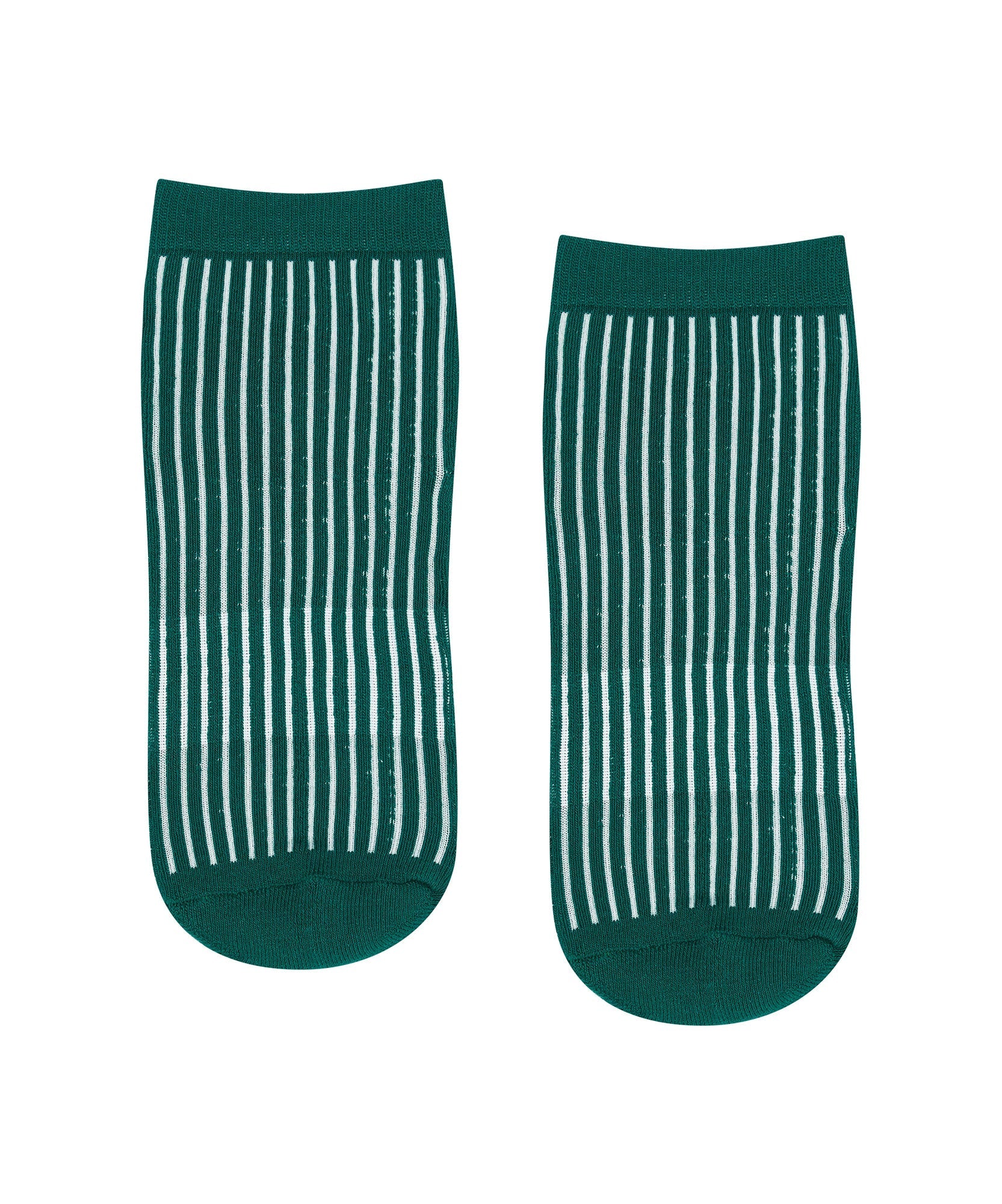 Quarter Crew Non Slip Grip Socks - Ribbed Emerald