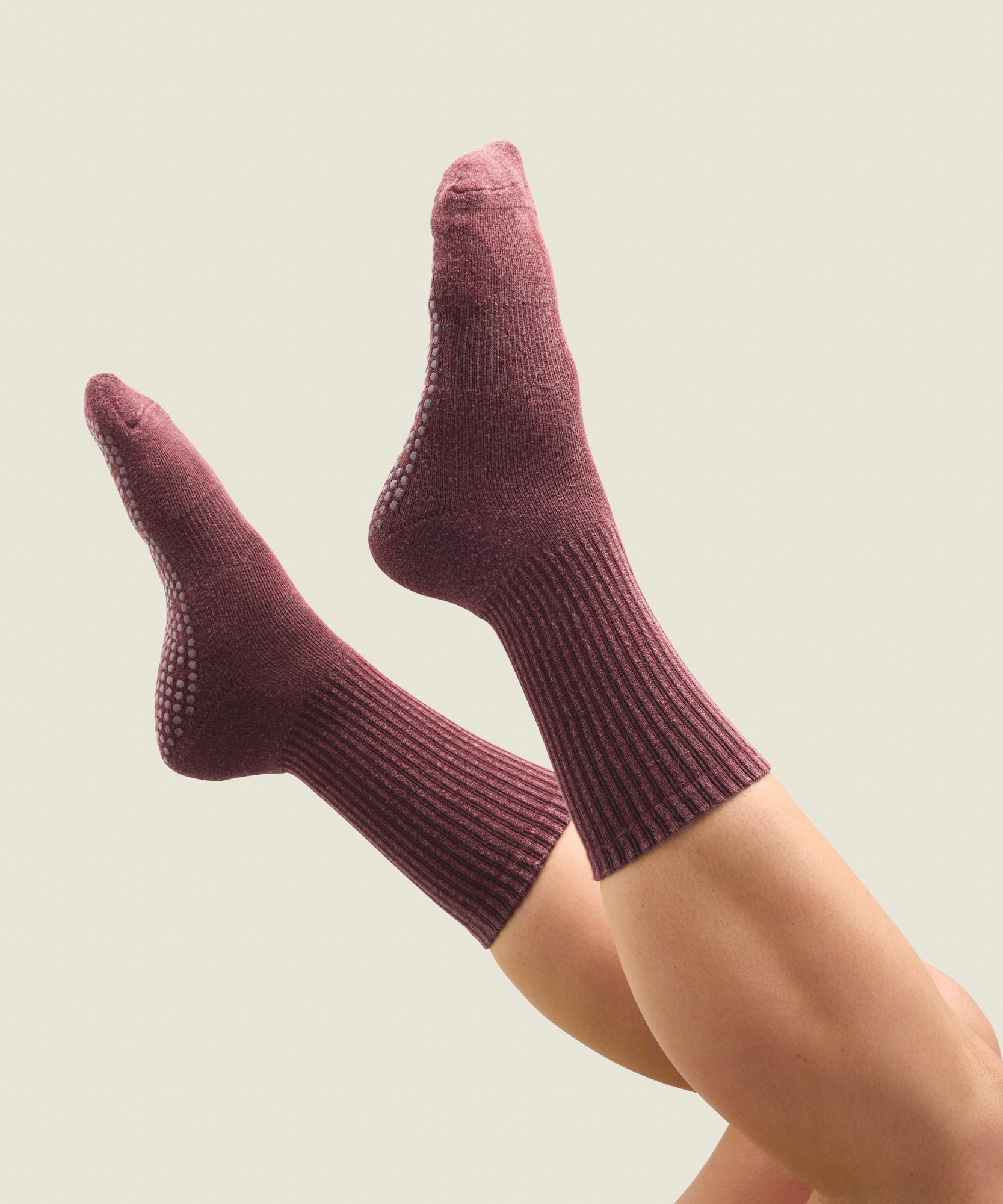Crew Non Slip Grip Socks - Dusty Mulberry