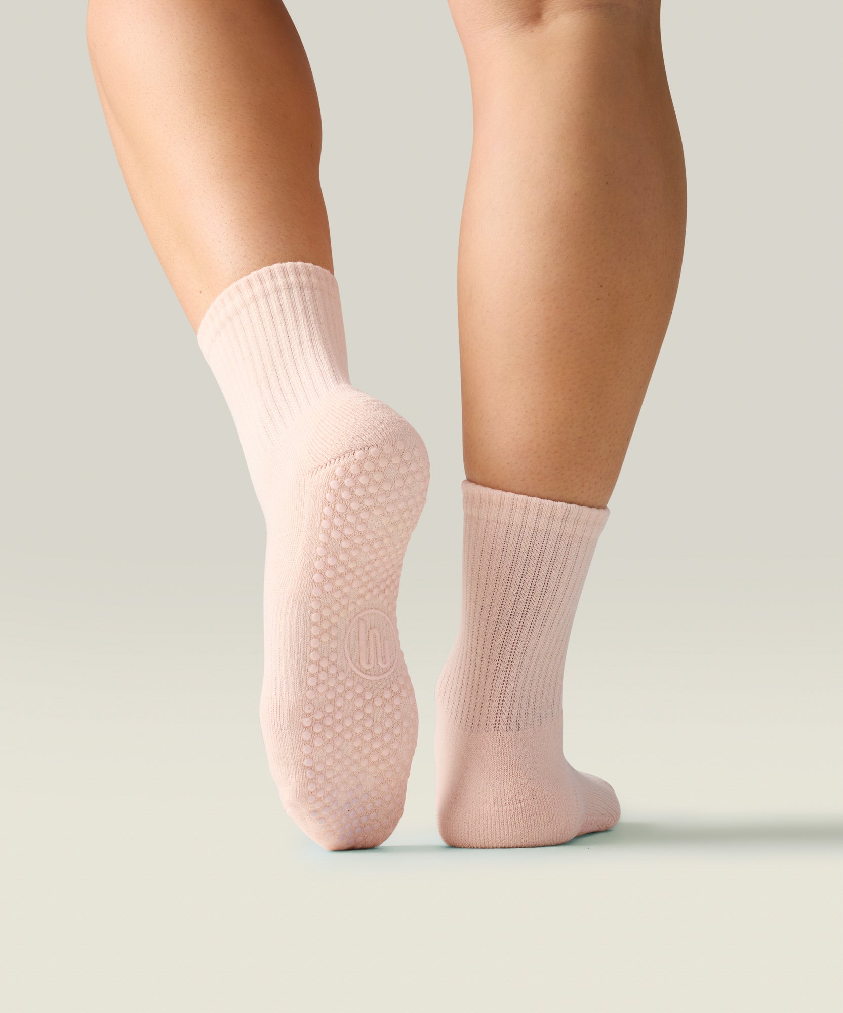 Crew Non Slip Grip Socks - Soft Pink