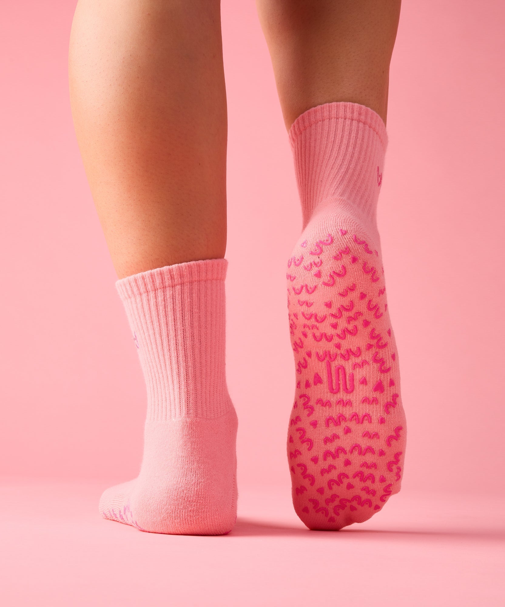 Crew Non Slip Grip Socks - Power in Pairs Pink