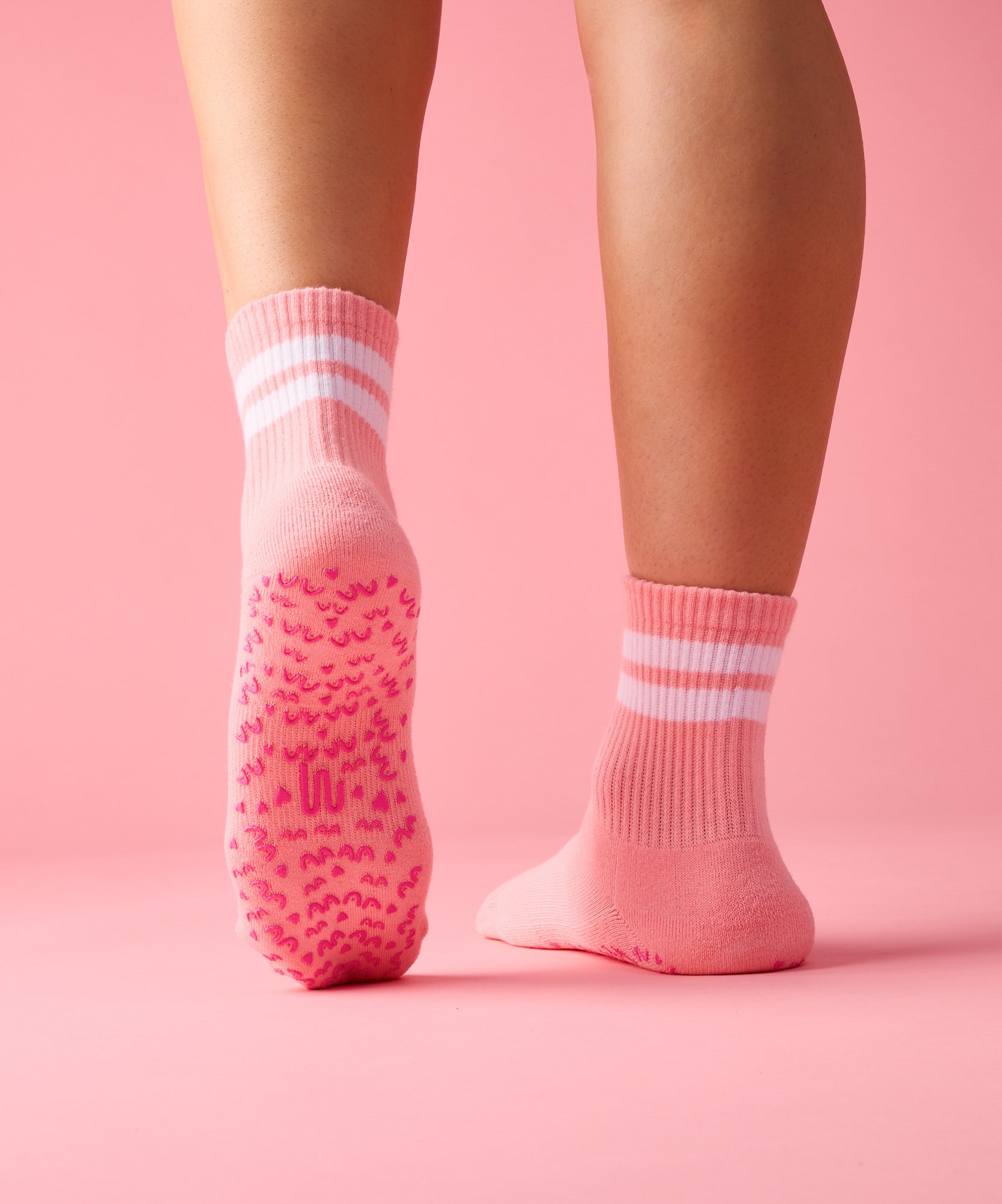 Crew Non Slip Grip Socks - Rose Stripe