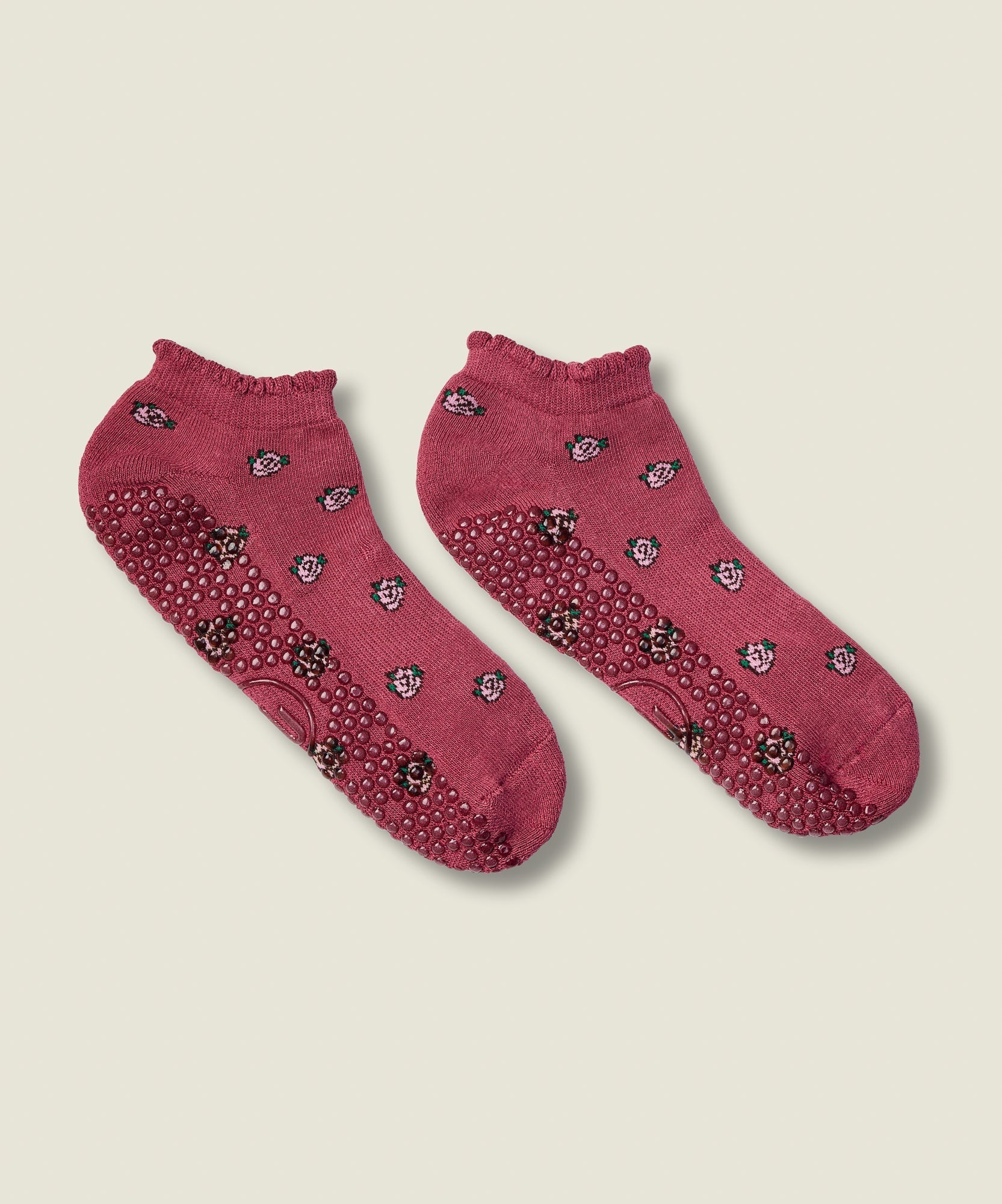Classic Low Rise Grip Socks - Wild Rose Berry