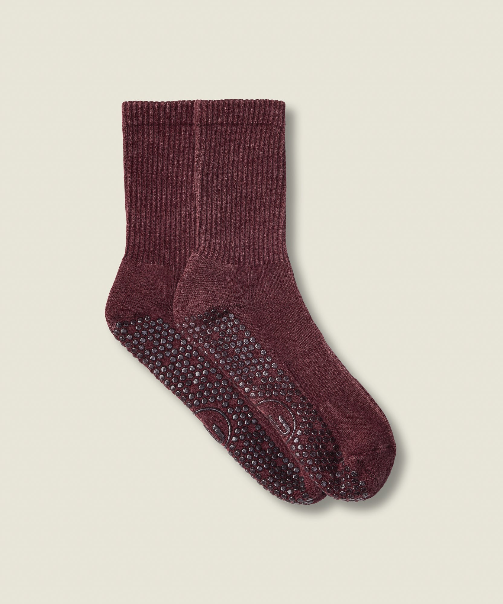 Crew Non Slip Grip Socks - Dusty Mulberry