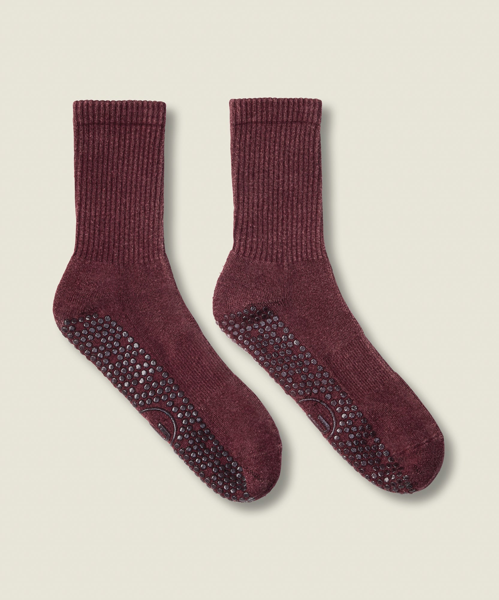 Crew Non Slip Grip Socks - Dusty Mulberry
