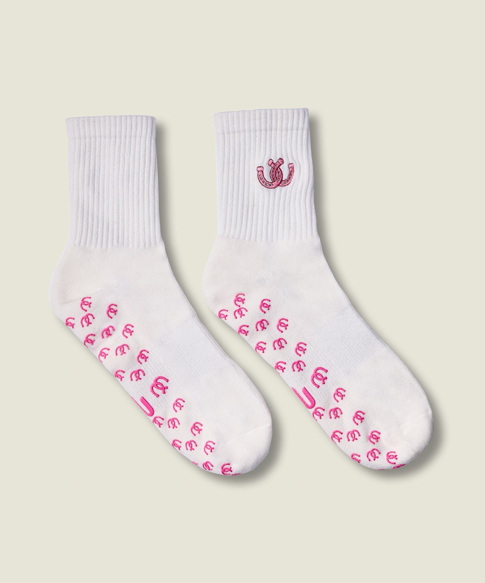 Crew Non Slip Grip Socks - Lucky Horseshoe Ivory