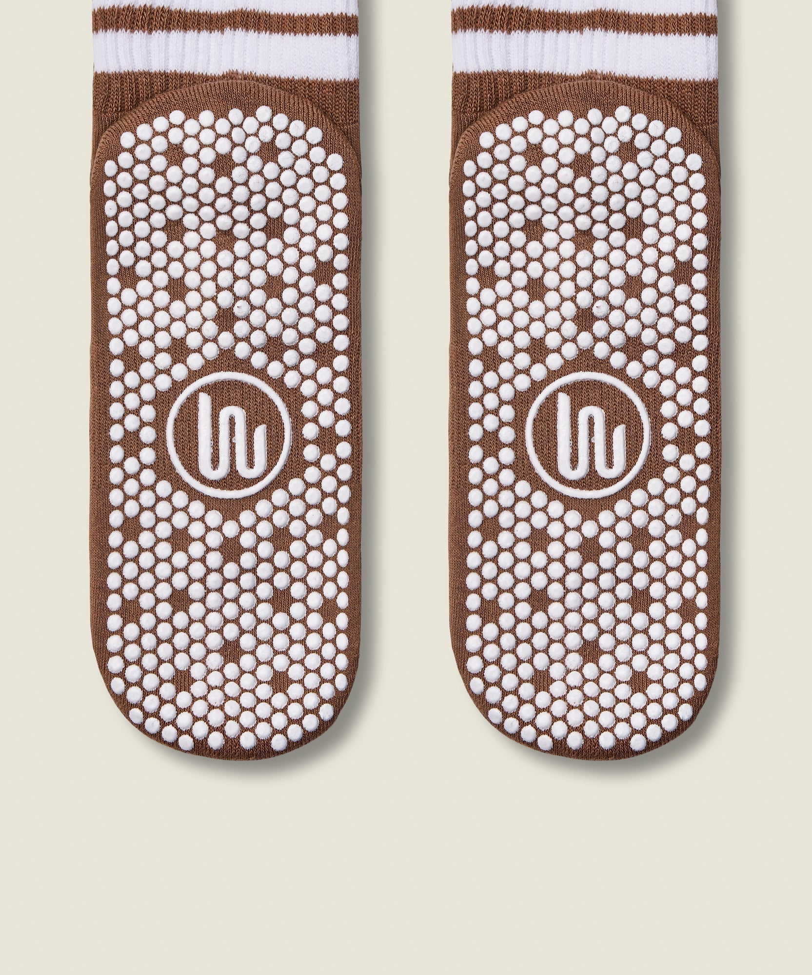 Crew Non Slip Grip Socks - Tan Stripe