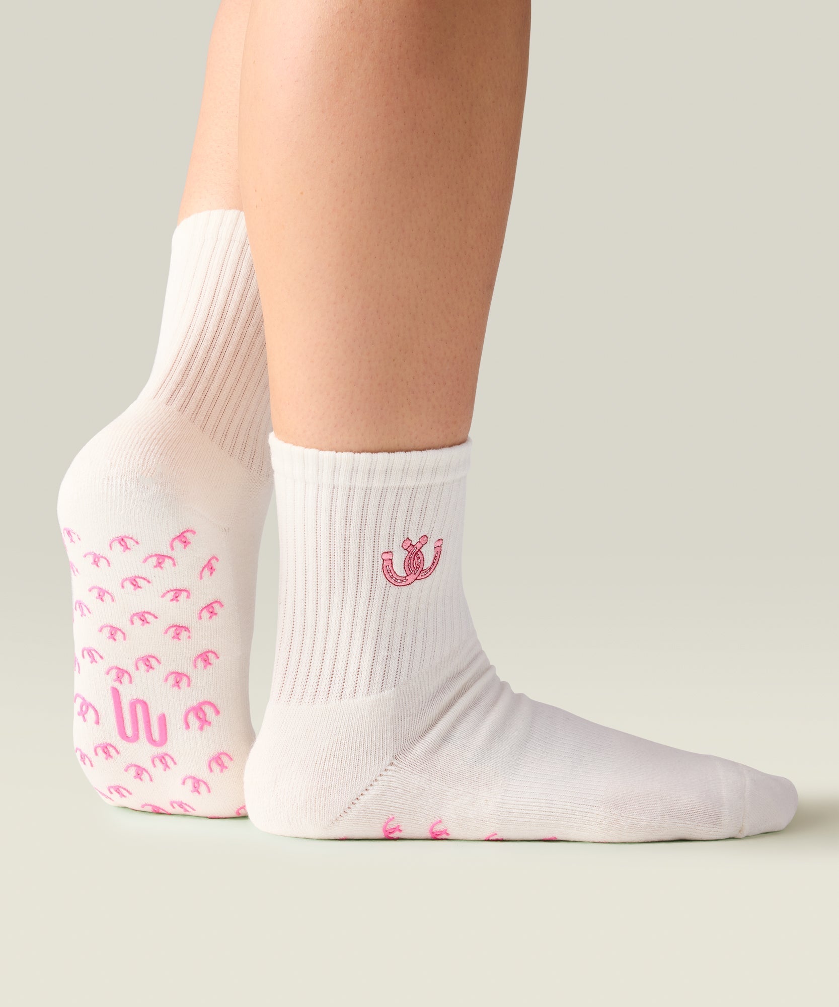 Crew Non Slip Grip Socks - Lucky Horseshoe Ivory