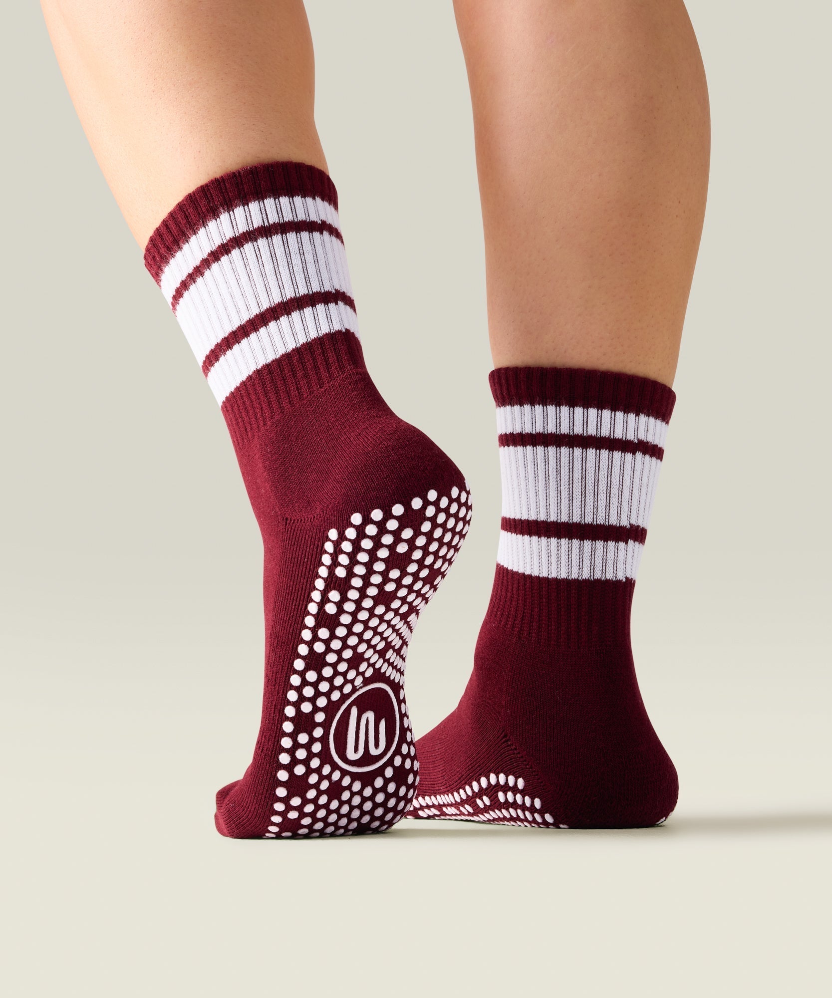 Crew Non Slip Grip Socks - Mulberry Stripe