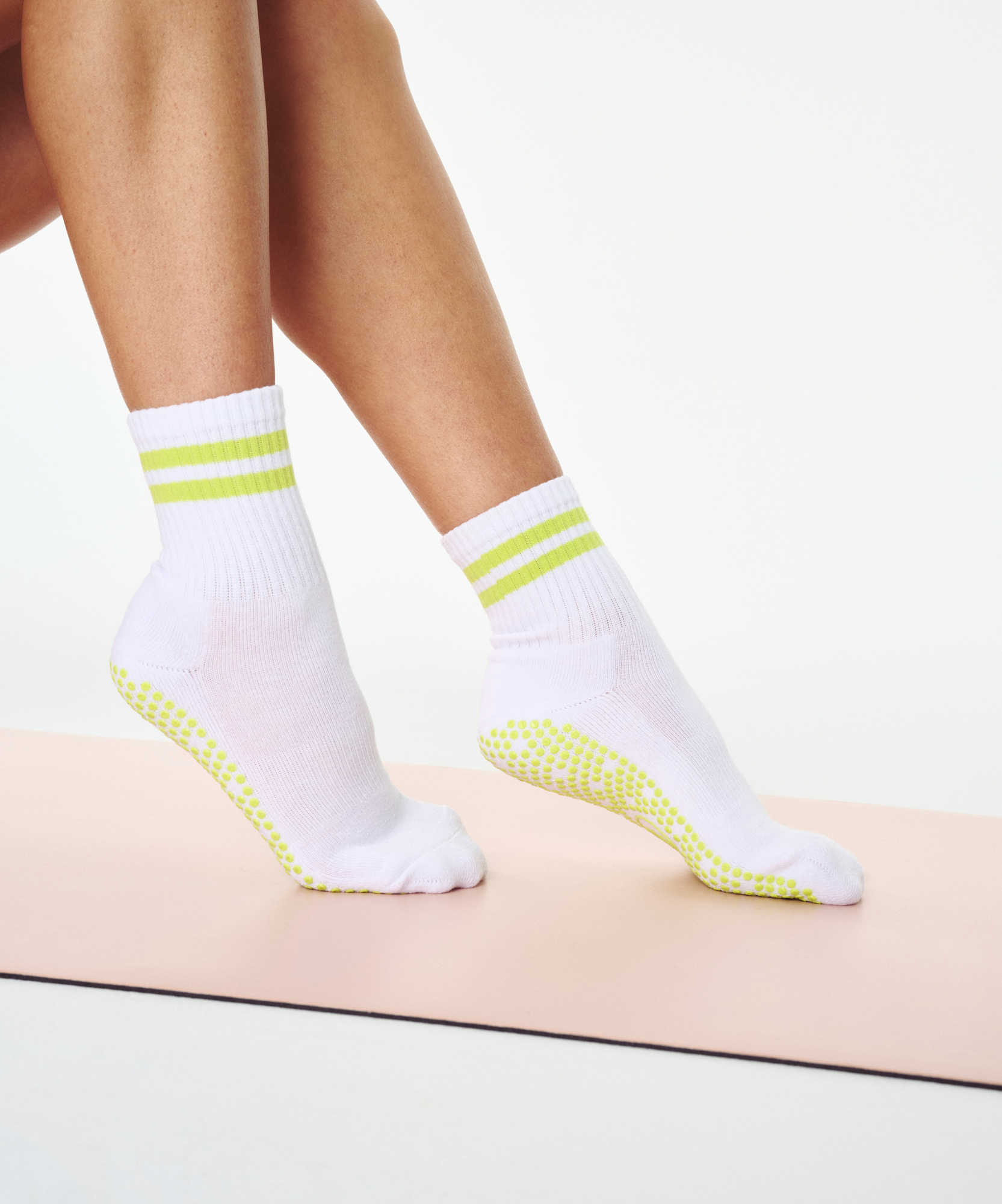 Crew Non Slip Grip Socks - Lime Stripe