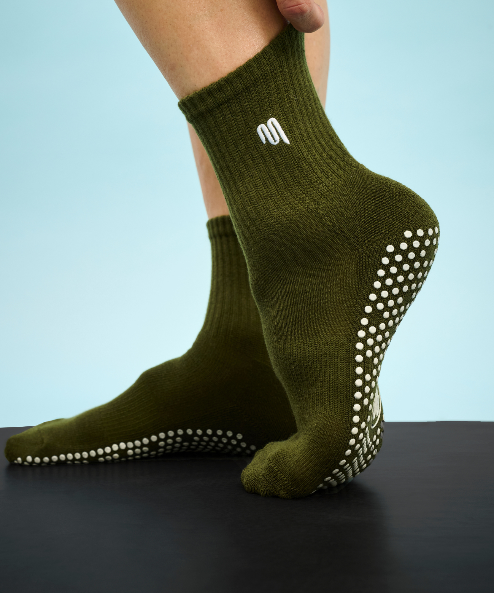 Crew Non Slip Grip Socks - MoveActive Khaki