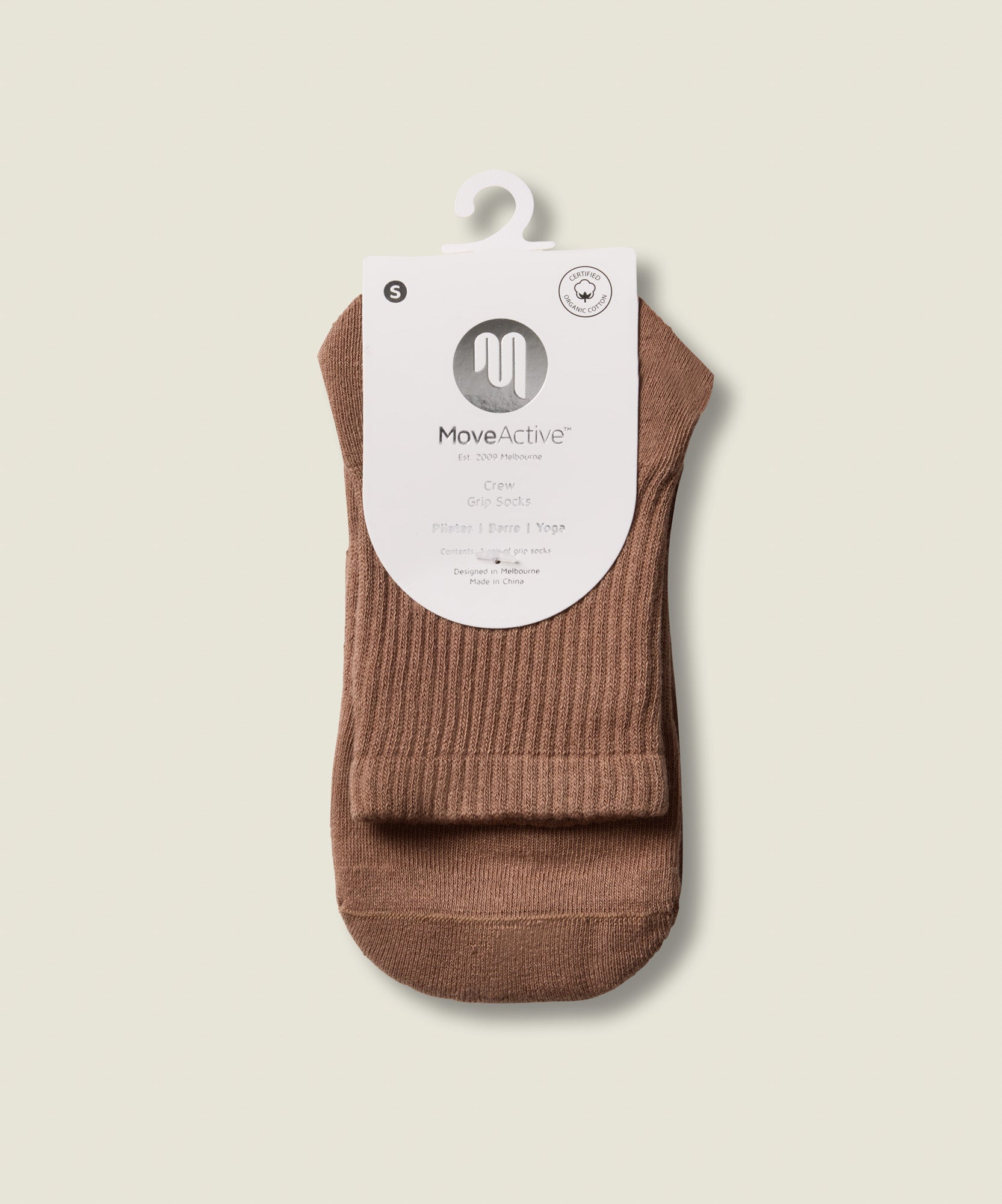 Crew Non Slip Grip Socks - Lasoo Heart Tan
