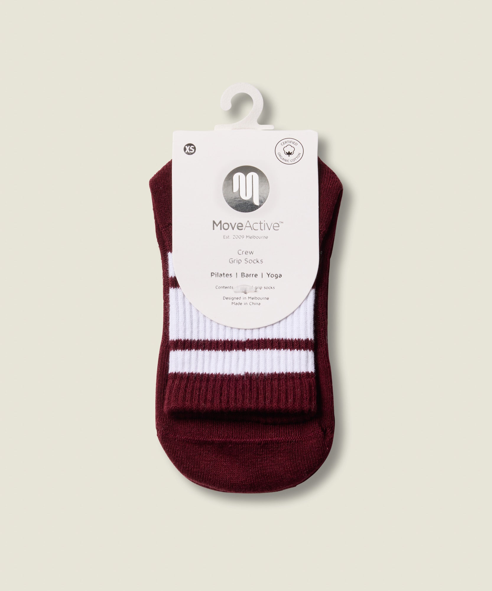Crew Non Slip Grip Socks - Mulberry Stripe