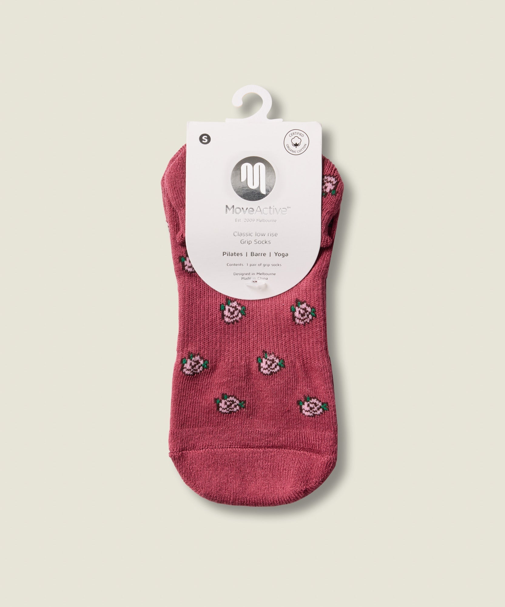 Classic Low Rise Grip Socks - Wild Rose Berry