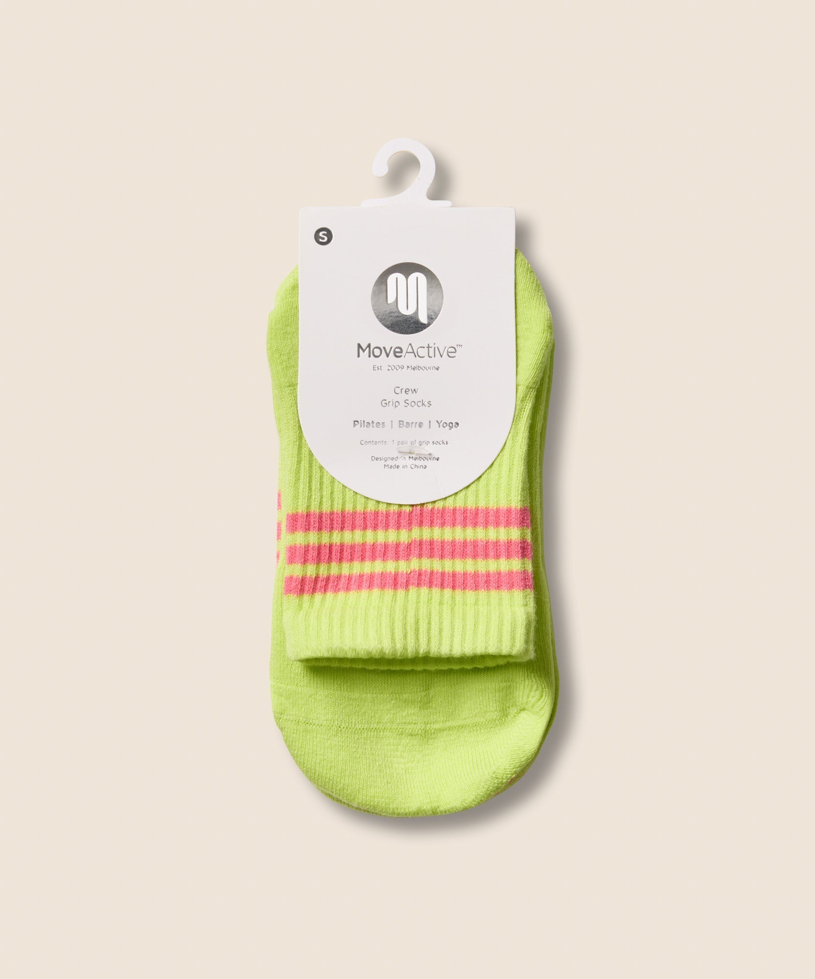 Crew Non Slip Grip Socks - Pine Lime Stripe