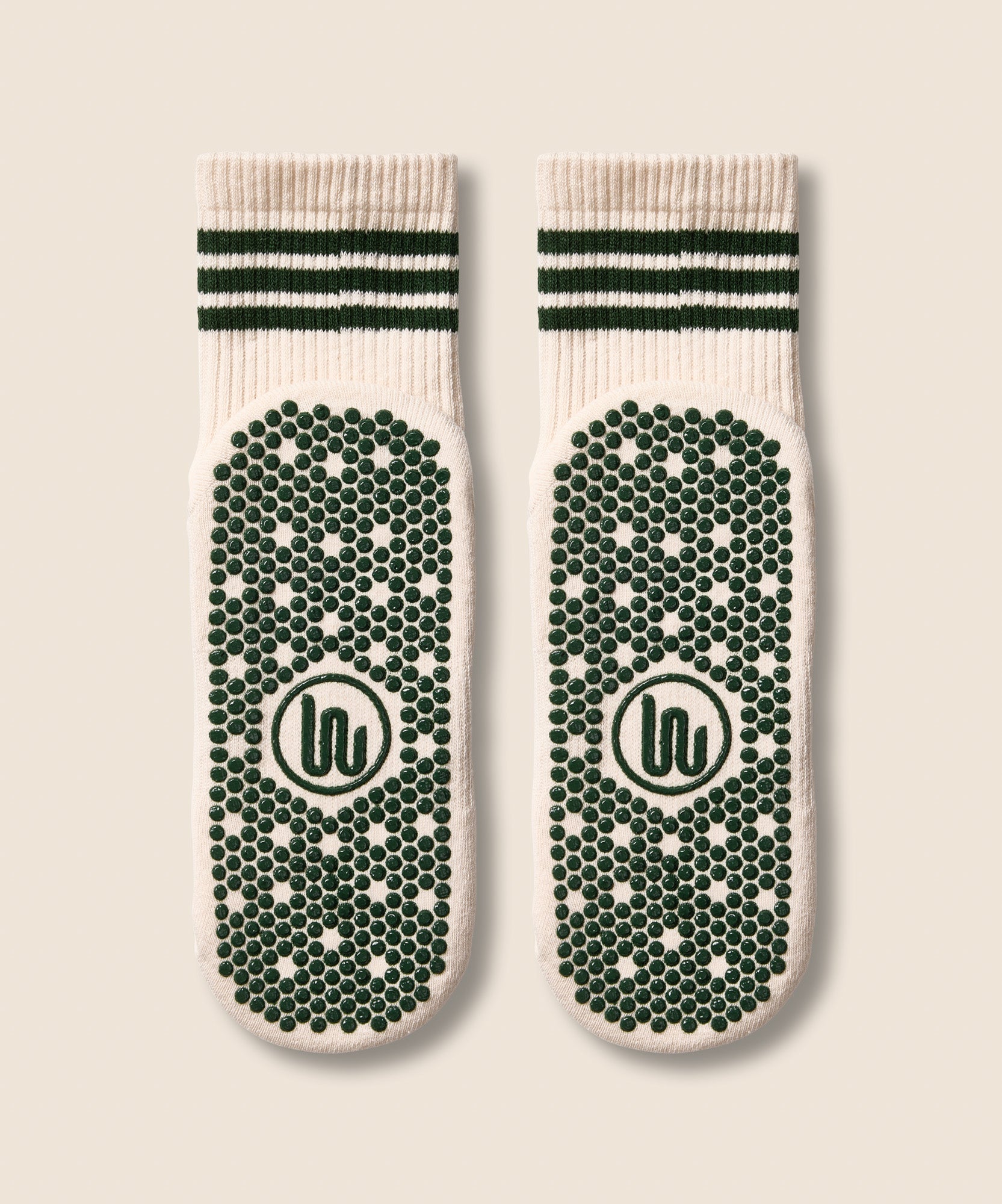 Crew Non Slip Grip Socks - Olive Stripe