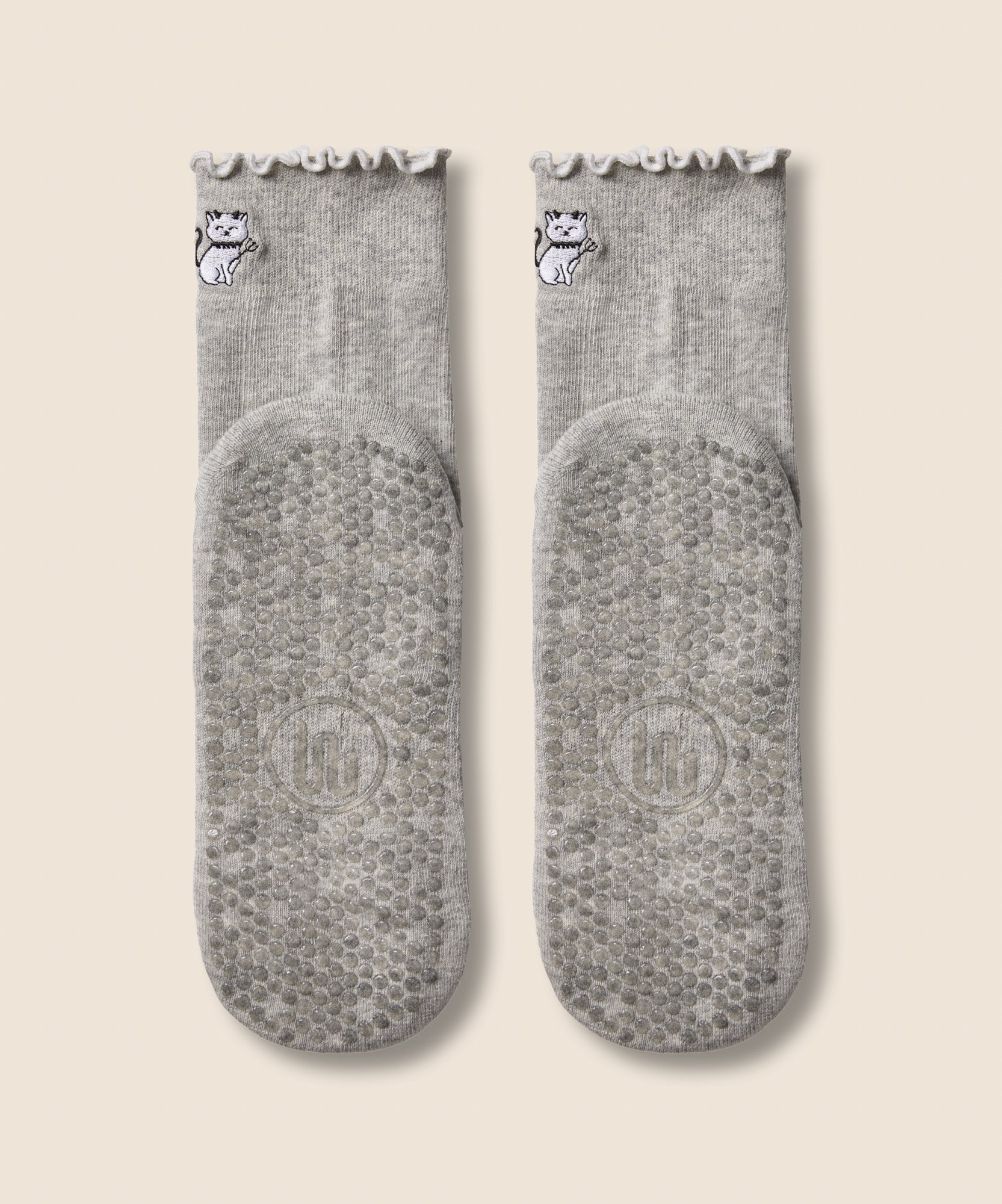 Crew Non Slip Grip Socks - Boo Kitty Frill