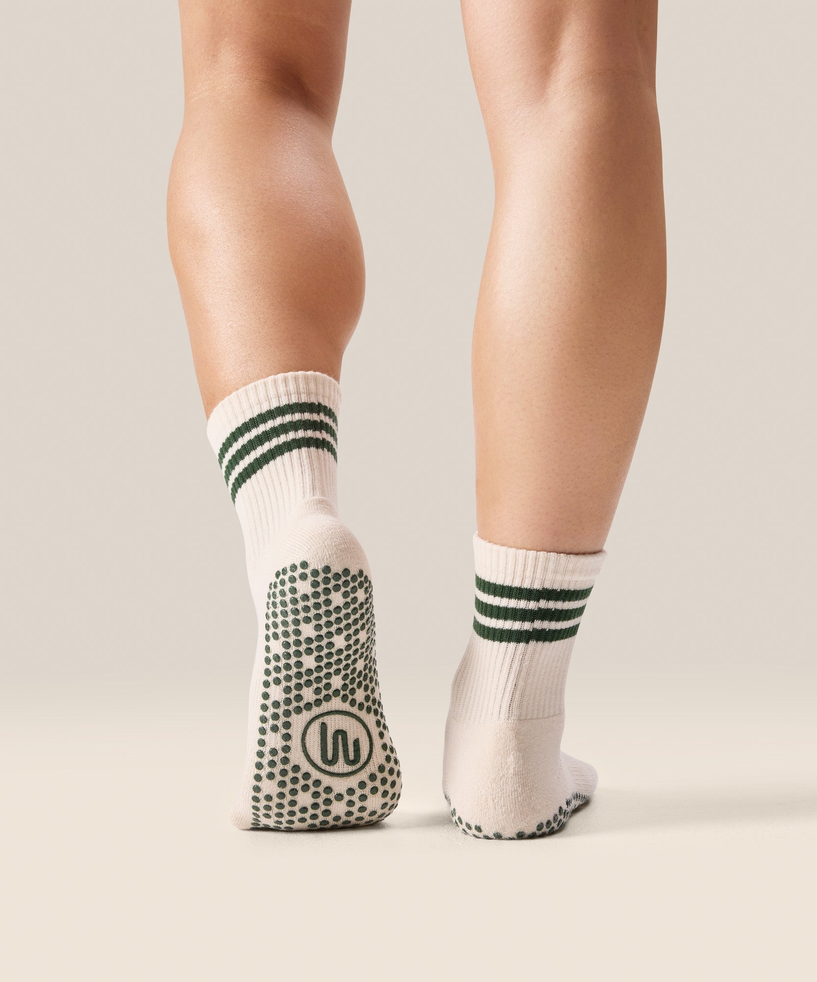 Crew Non Slip Grip Socks - Olive Stripe