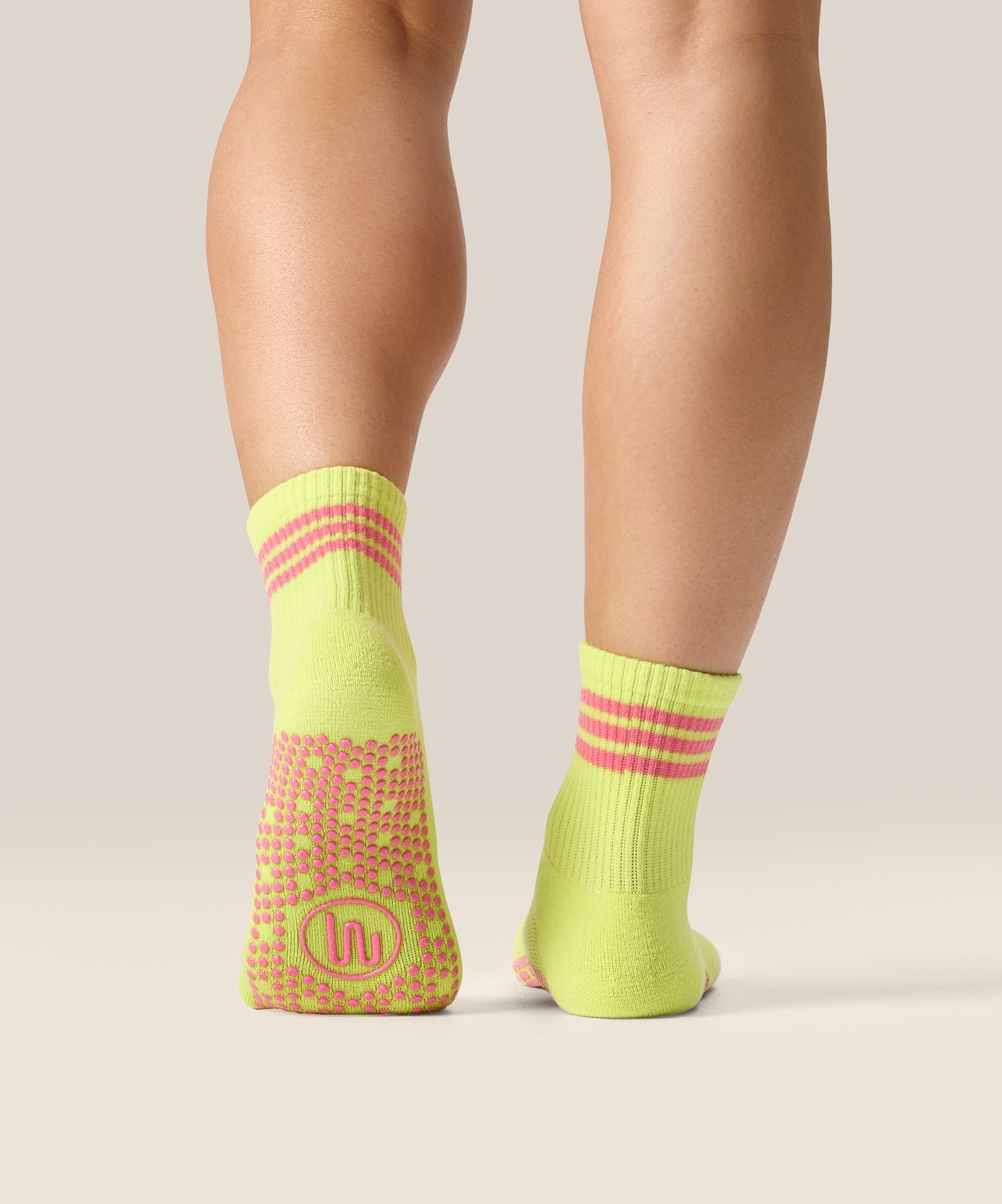 Crew Non Slip Grip Socks - Pine Lime Stripe