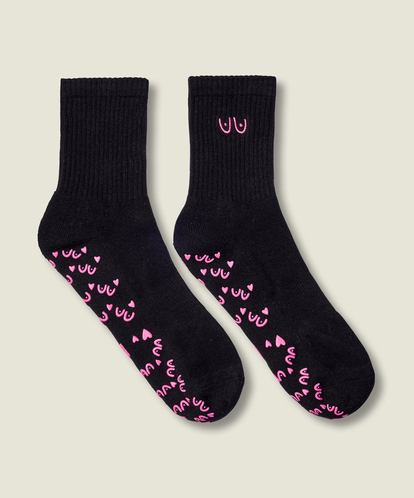 Crew Non Slip Grip Socks - Power in Pairs Black