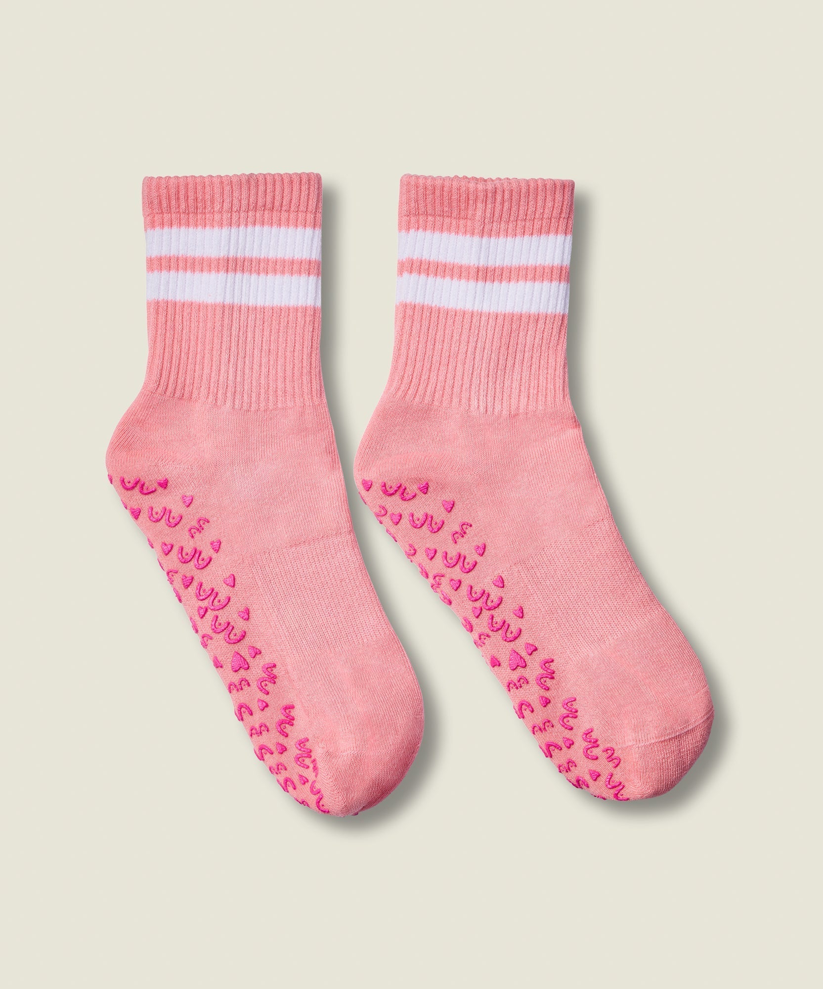 Crew Non Slip Grip Socks - Rose Stripe