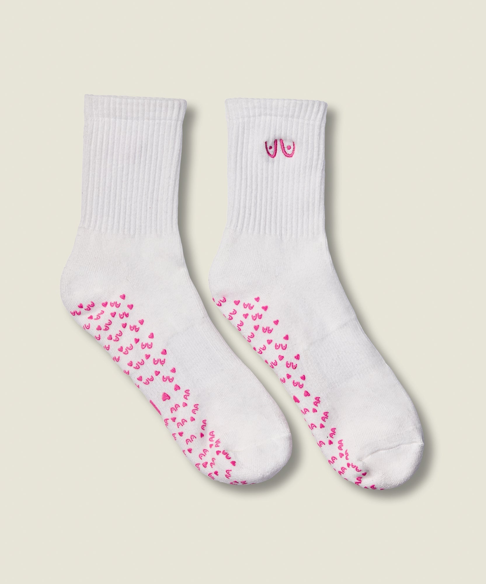 Crew Non Slip Grip Socks - Power in Pairs Ivory