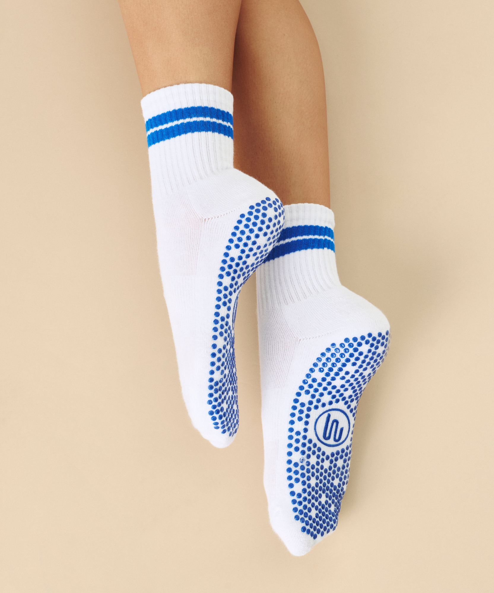 Crew Non Slip Grip Socks - Cobalt Stripe