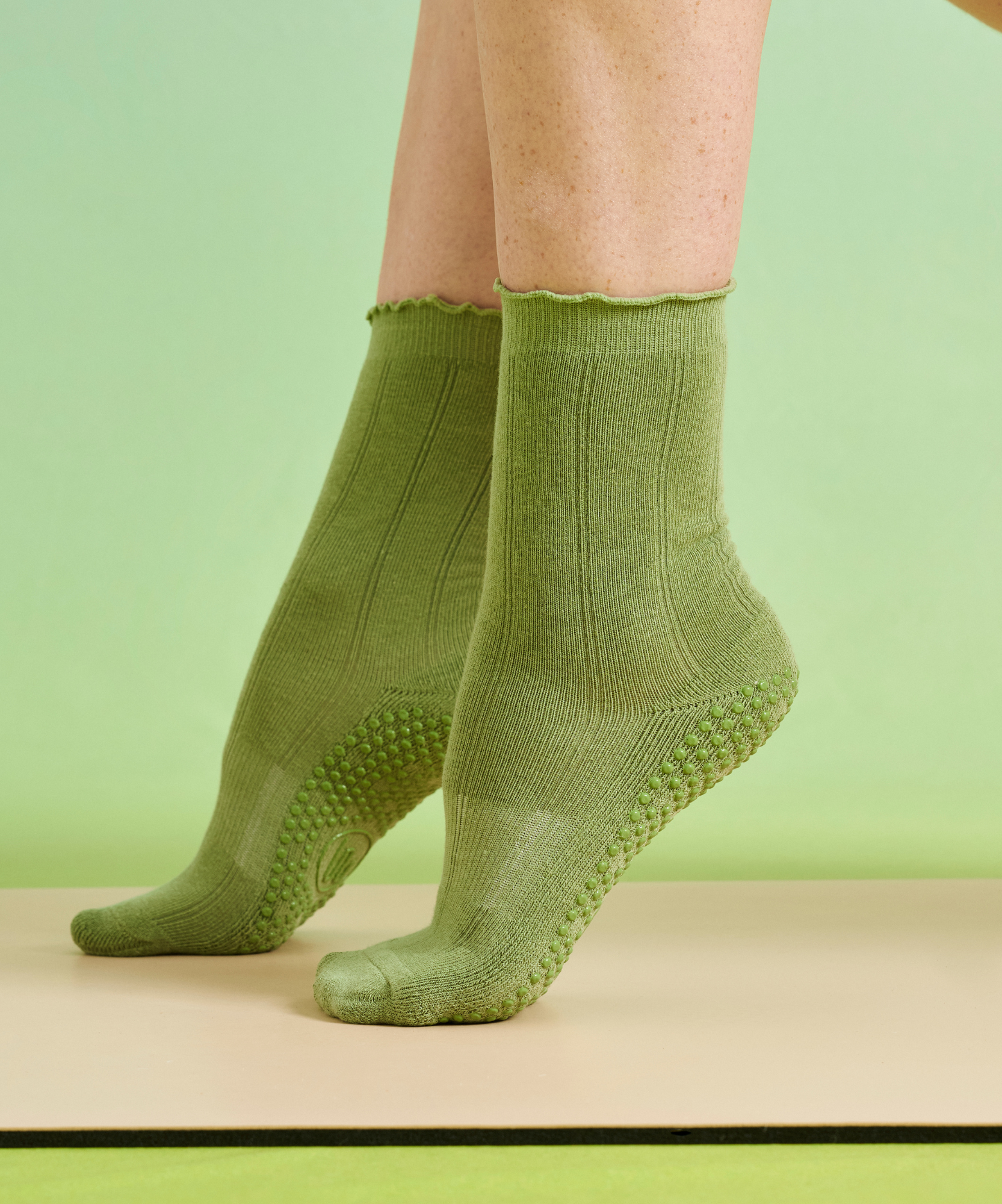 Crew Non Slip Grip Socks - Sage Frill