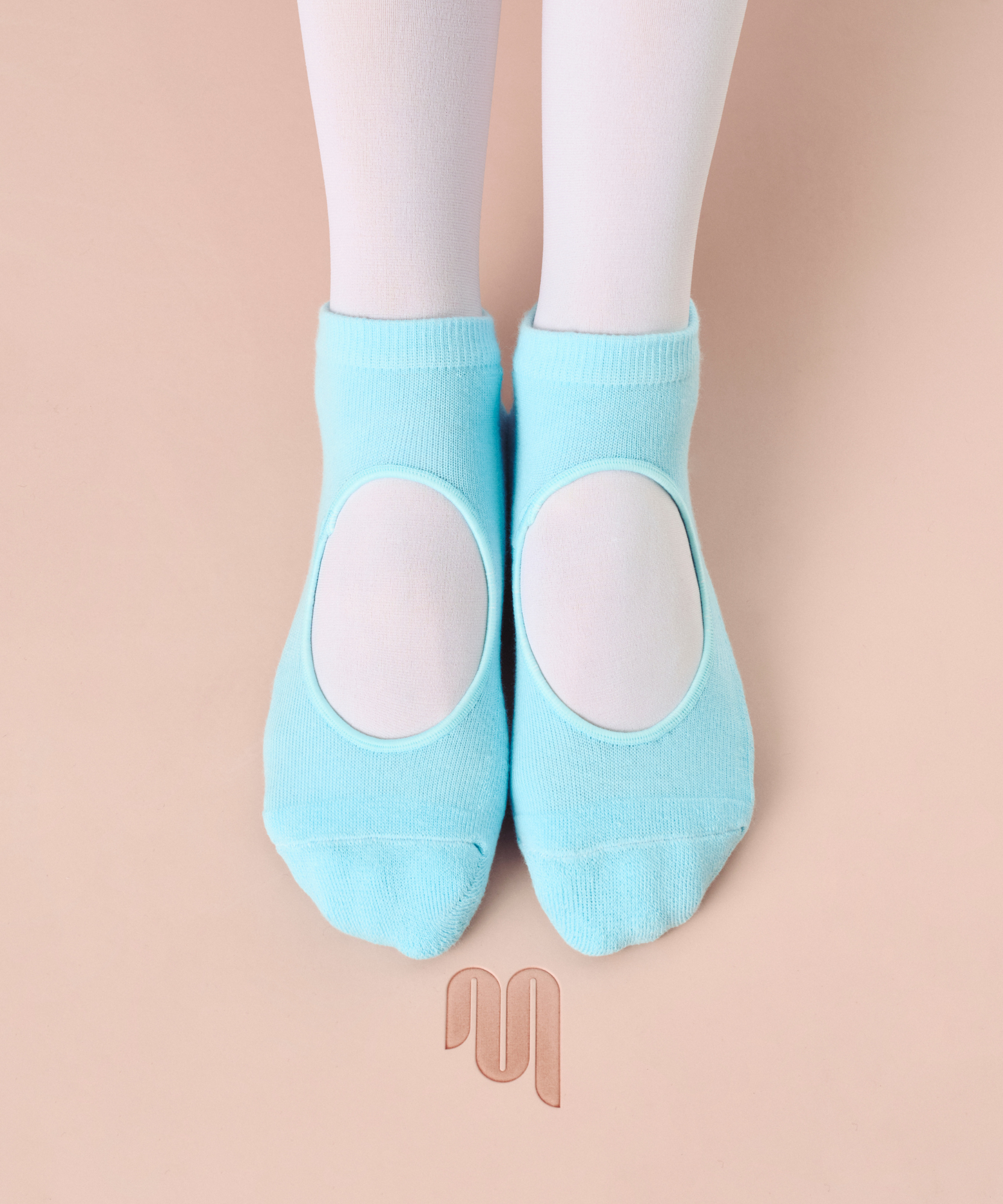 Slide On Non Slip Grip Socks - Ice Blue