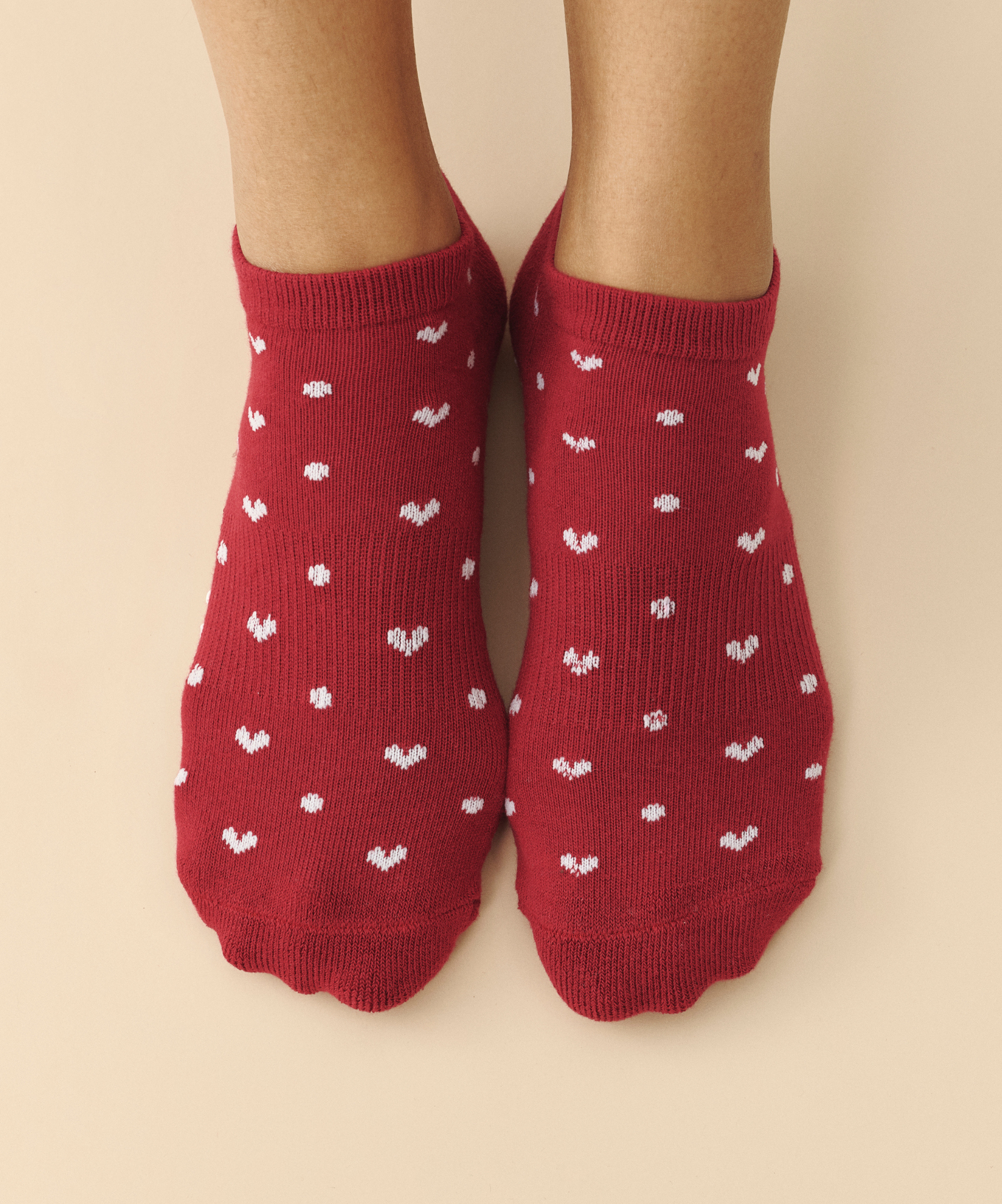 Classic Low Rise Grip Socks - Speckled Ruby