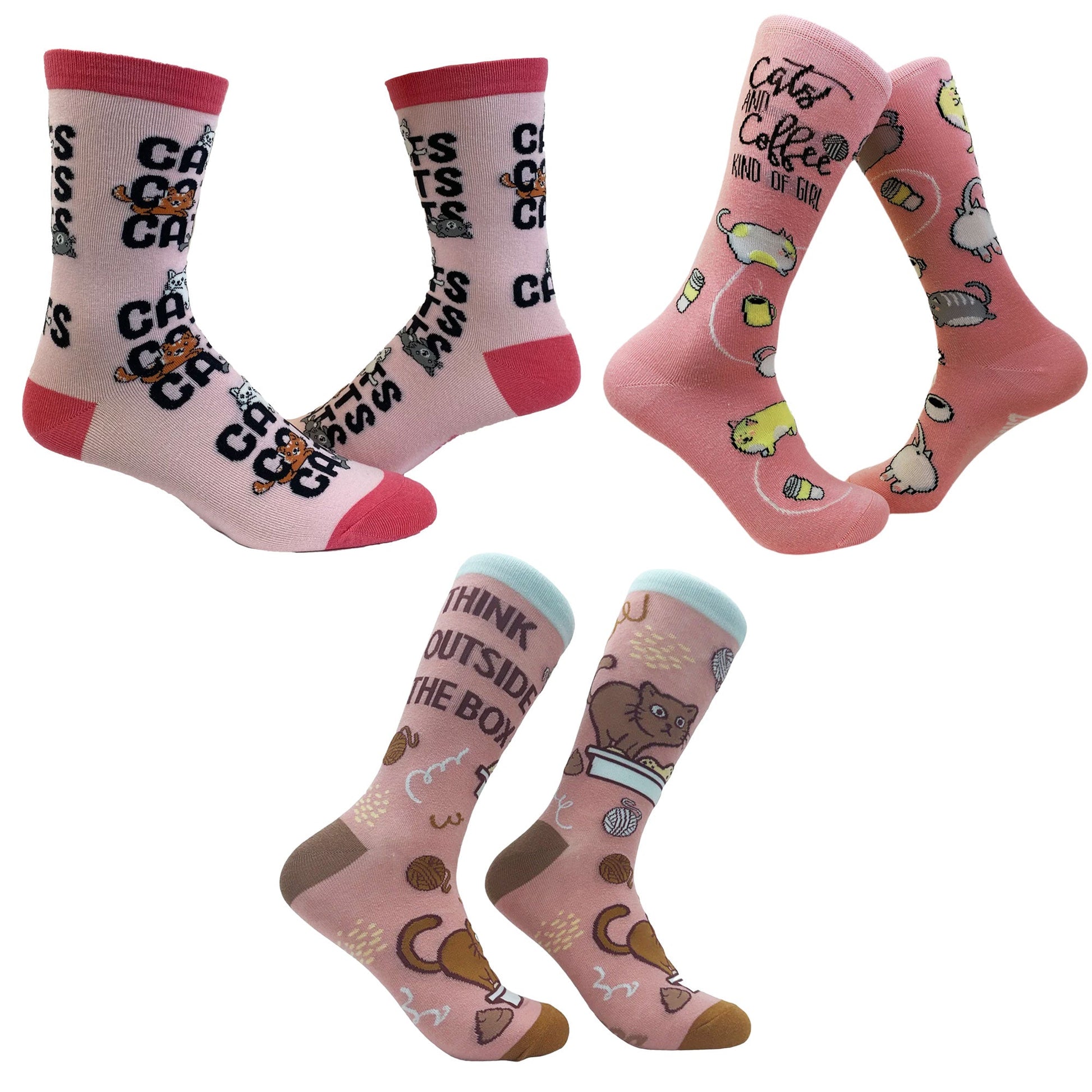 Womens Cat Sock 3 Pack Socks