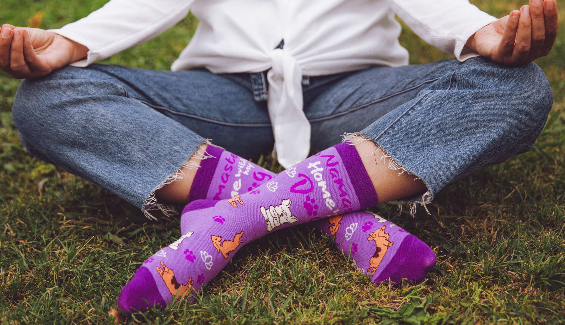 Womens Namaste Home With My Dog Socks