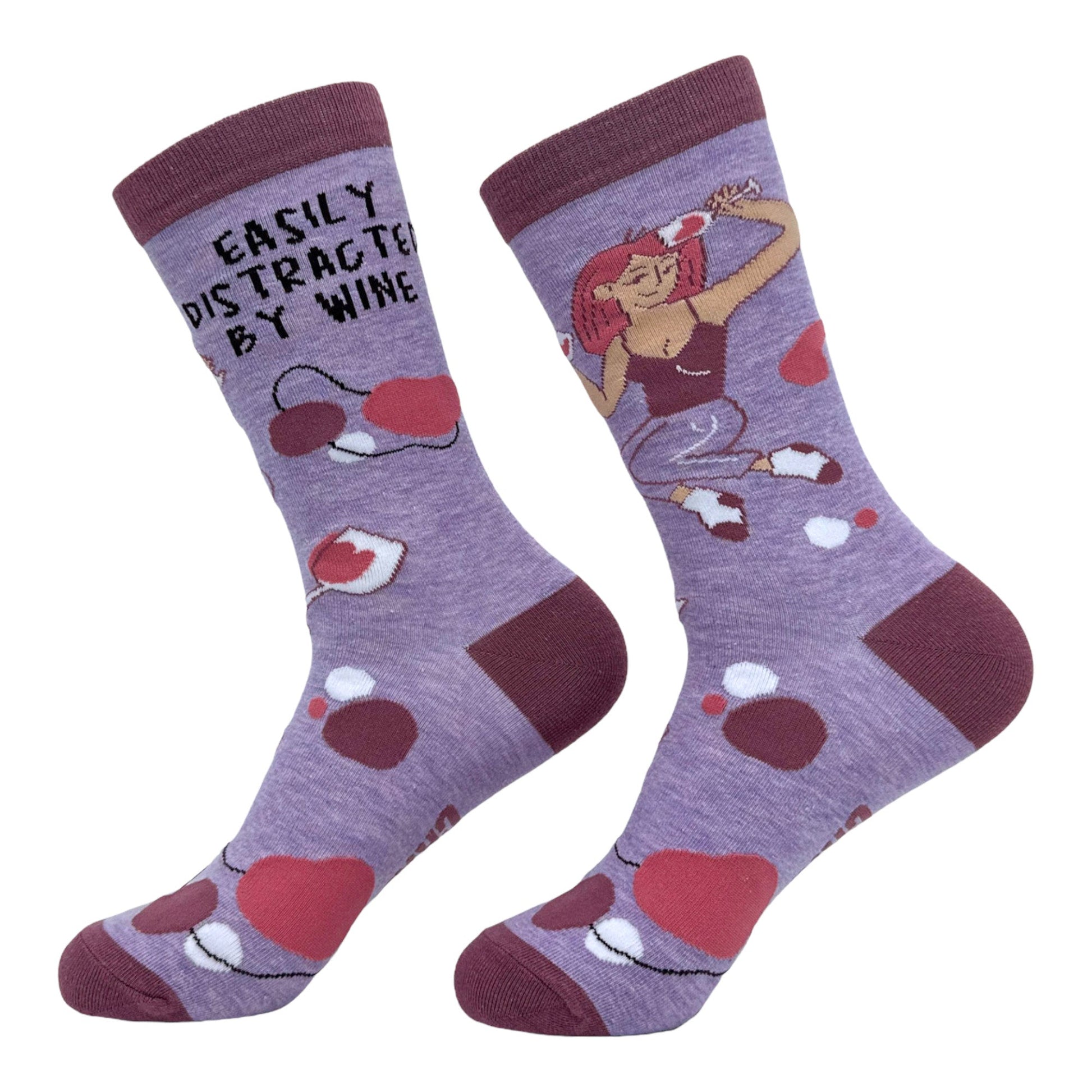 Women's Easily Distracted By Wine Socks